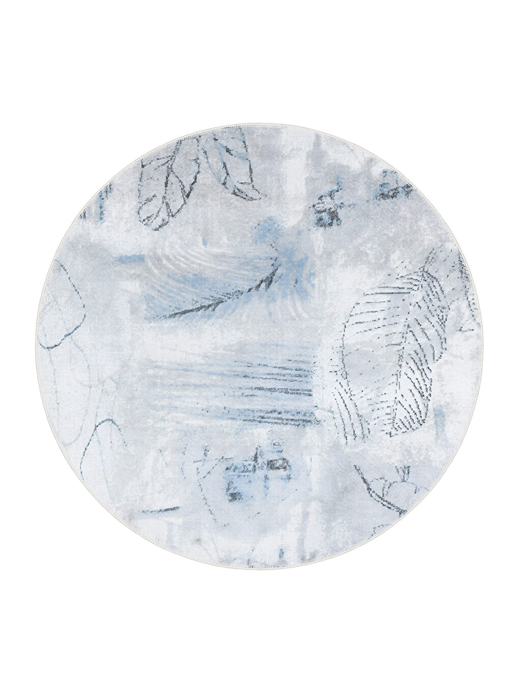 Mavi Dekoratif Özel Tasarım Yıkanabilir İnce Kaymaz Tabanlı Modern Halı KECE FR33