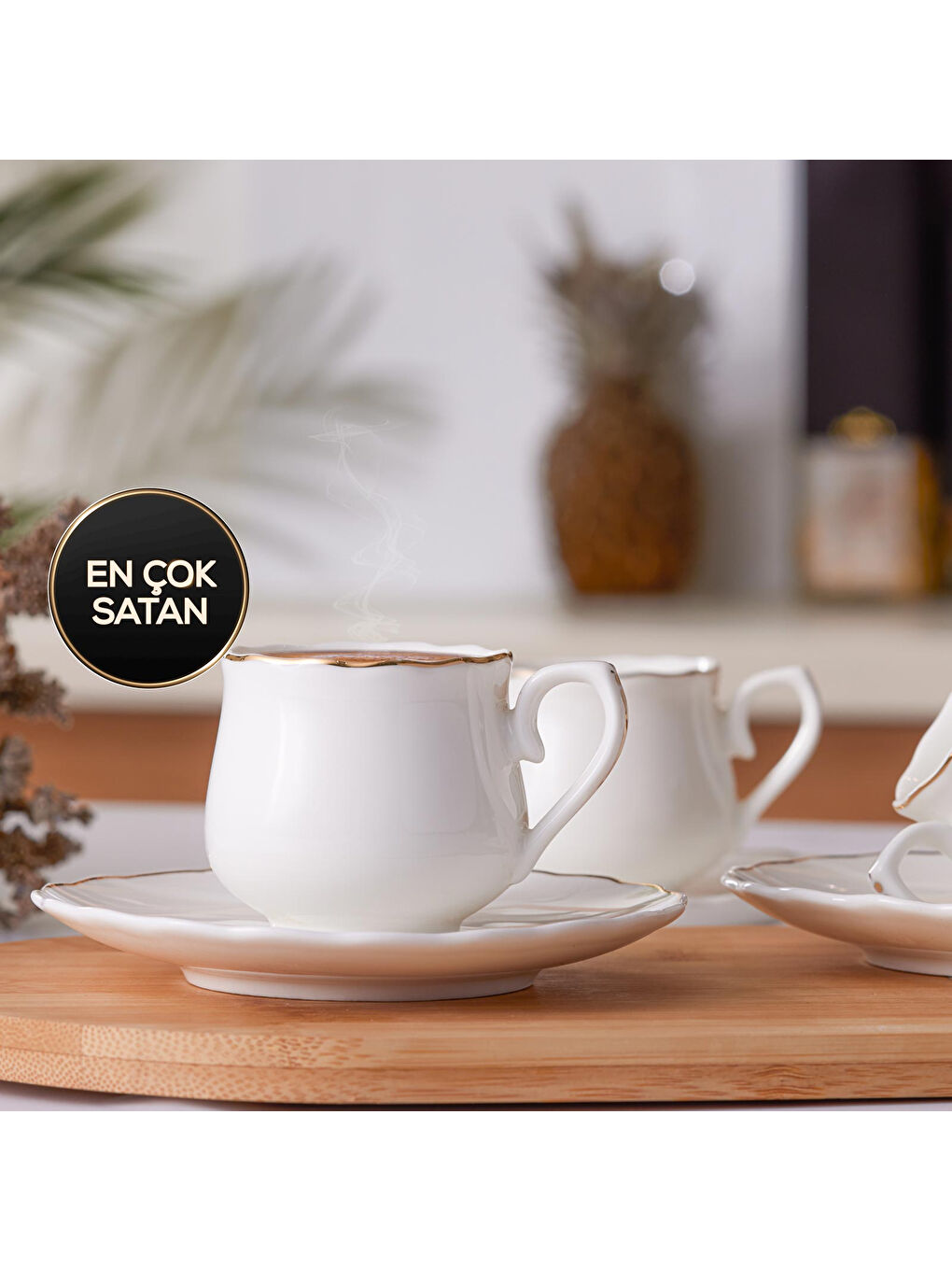 Beyaz Beykoz 6 Kişilik Kahve Fincanı Takımı 90 ml-7