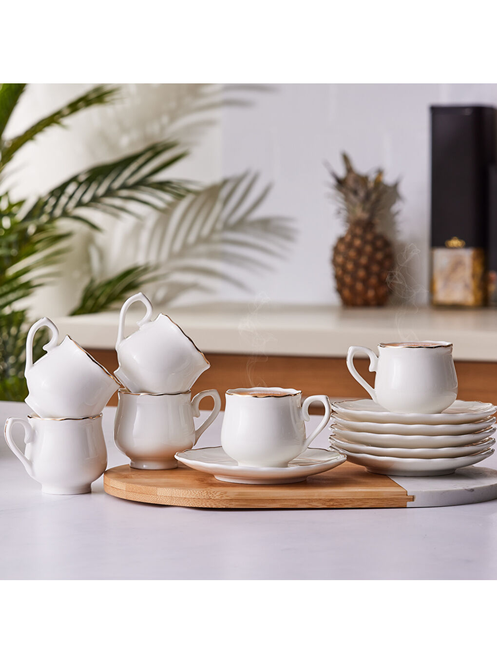 Beyaz Beykoz 6 Kişilik Kahve Fincanı Takımı 90 ml-8