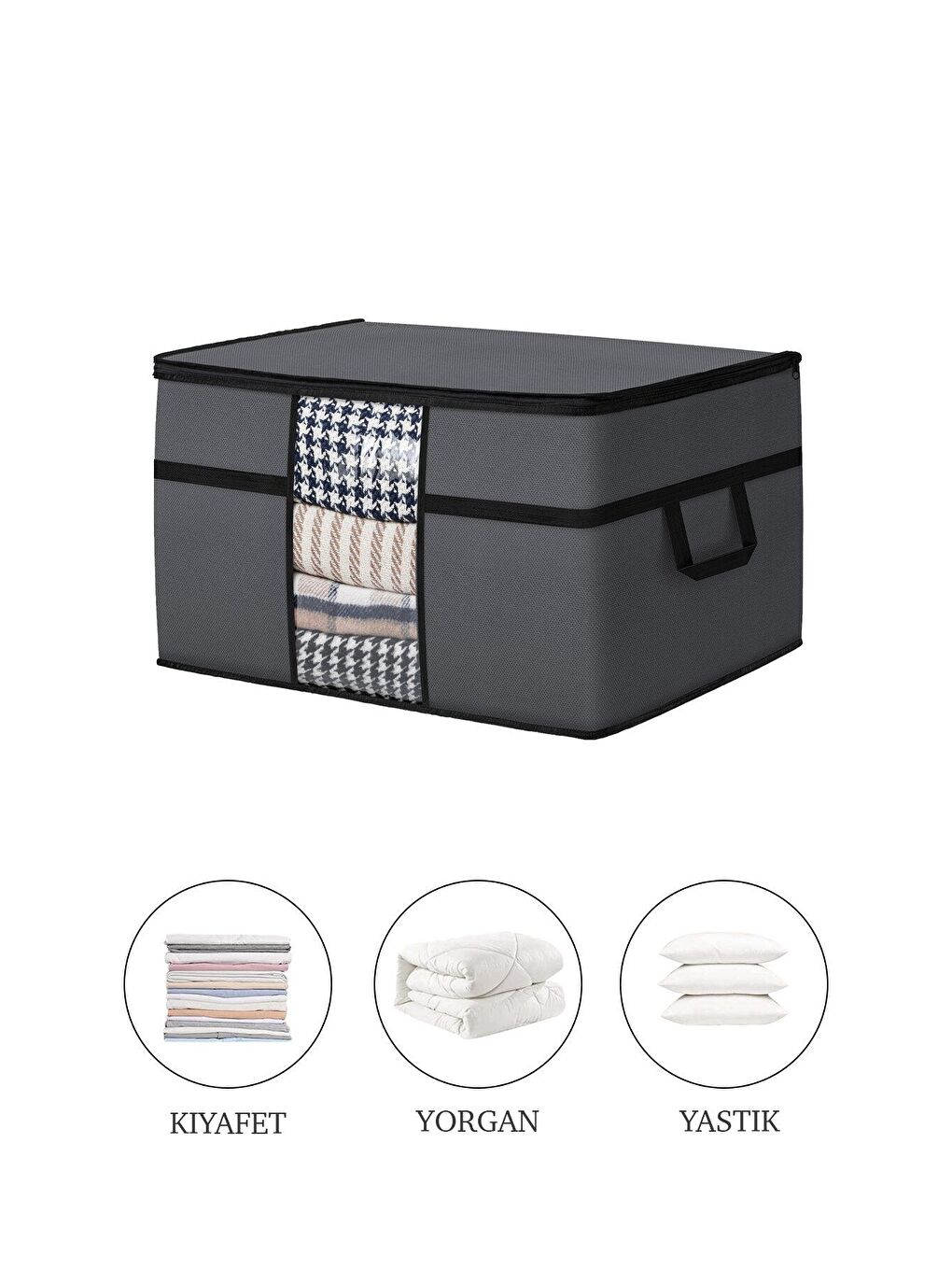 3'lü Mega Boy Yorgan Hurcu 70 x 40 x 40 cm Antrasit-1