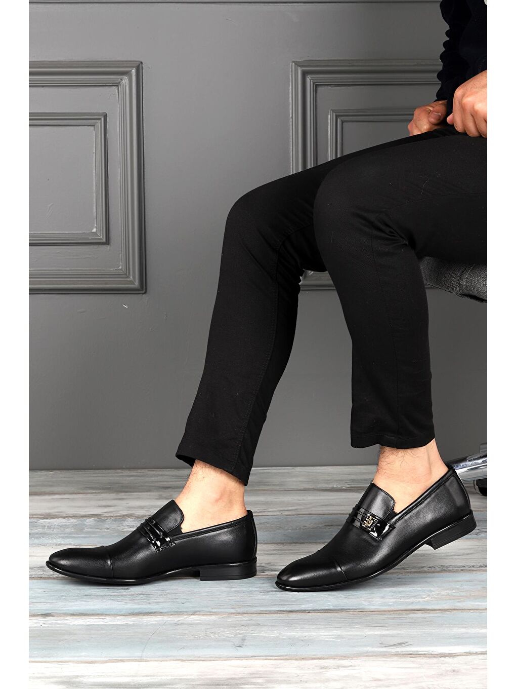 Siyah 1048 %100 Deri Pvc Taban Günlük Klasik Erkek Ayakkabı-2