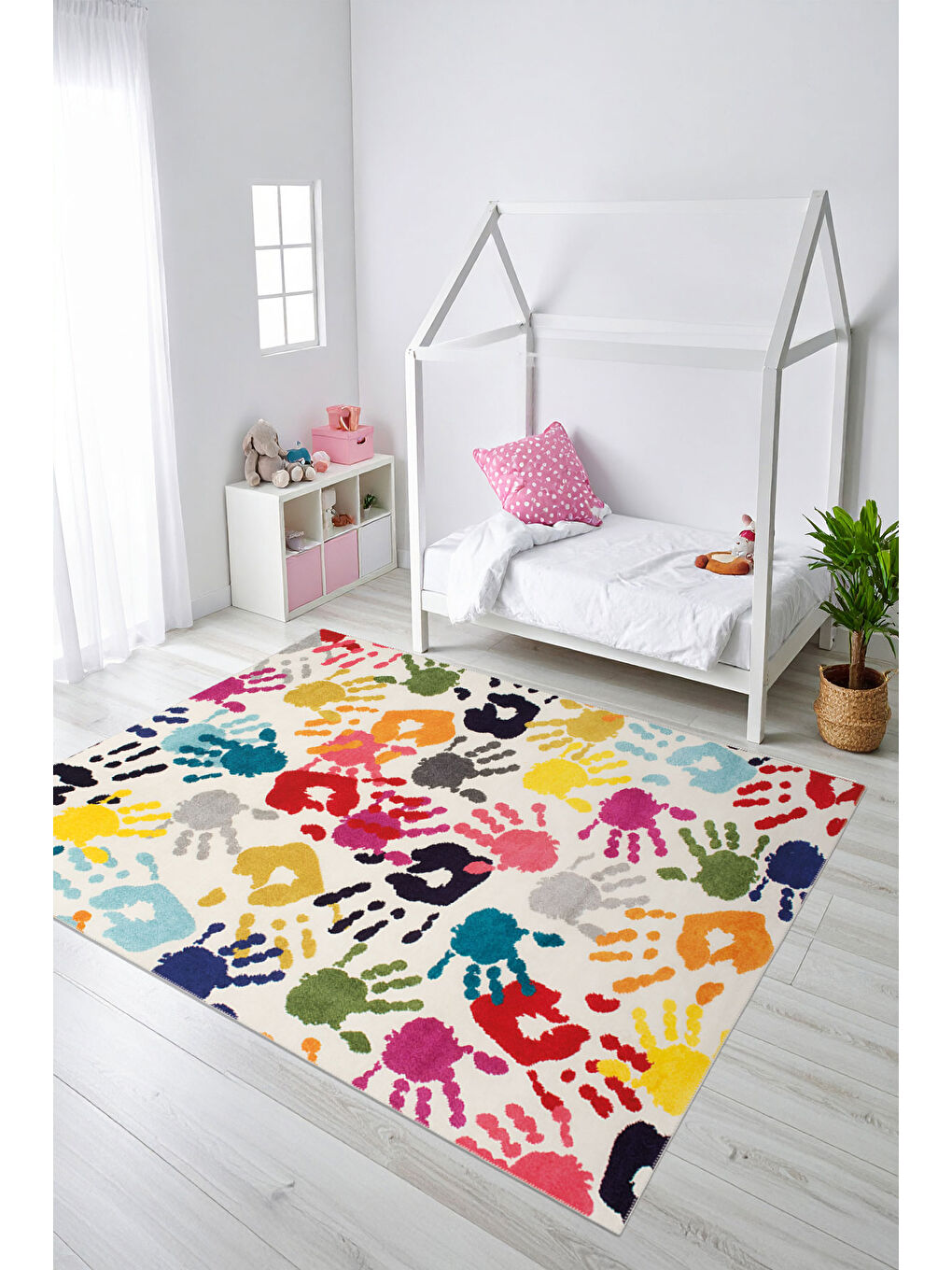 Bej Dekoratif Özel Tasarım Yıkanabilir İnce Kaymaz Tabanlı Modern Halı KECE FR32-1