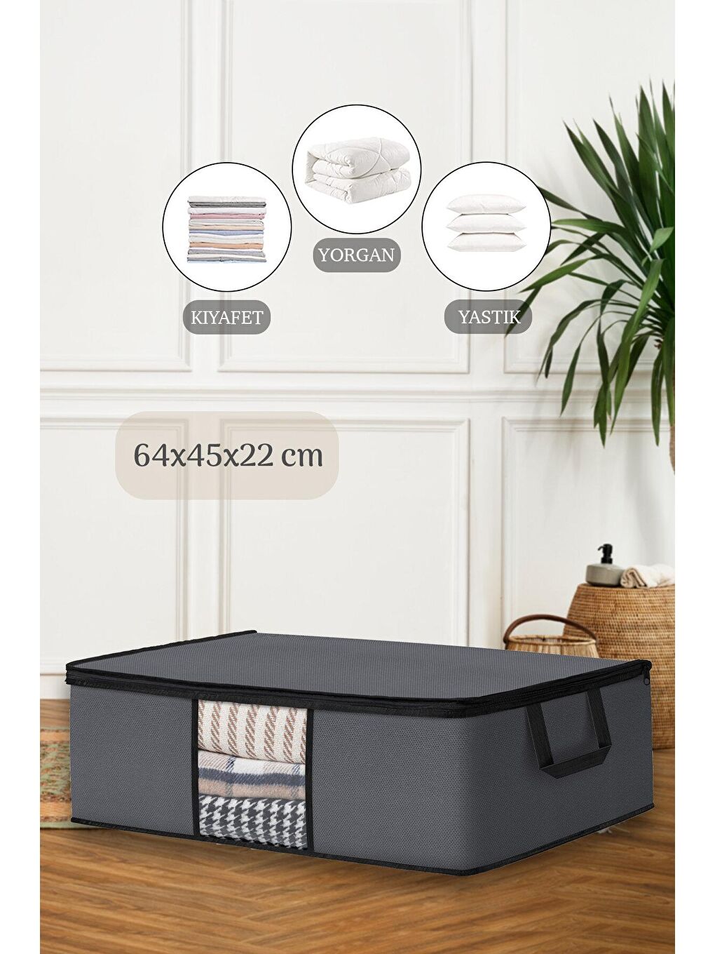 Büyük Boy Baza Altı Hurç 64 x 45 x 22 cm Antrasit