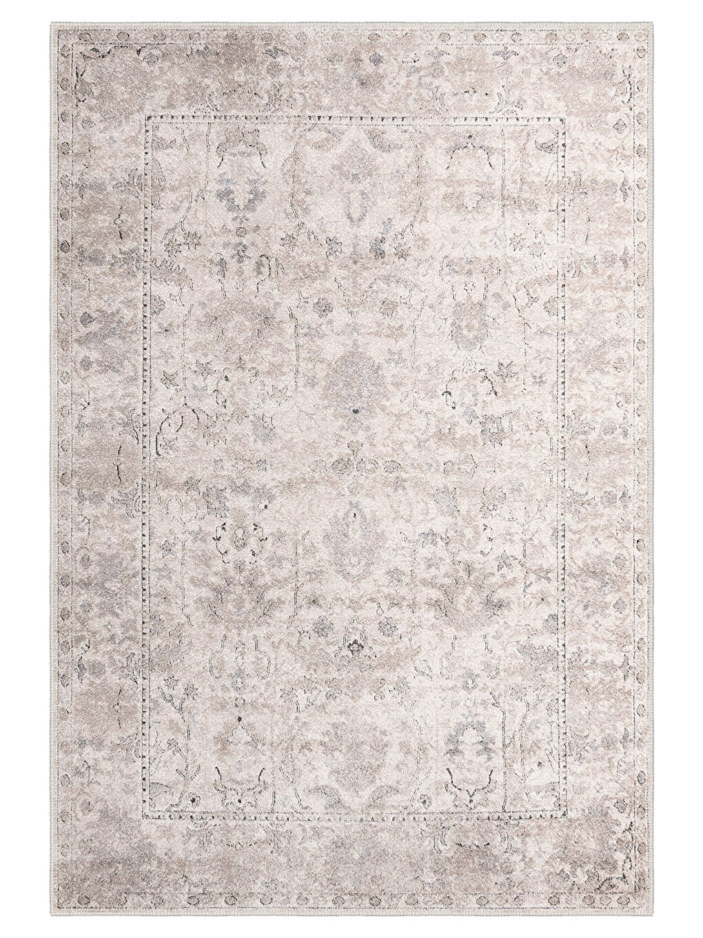 Bej Dekoratif Özel Tasarım Yıkanabilir İnce Kaymaz Tabanlı Modern Halı KECE FR04