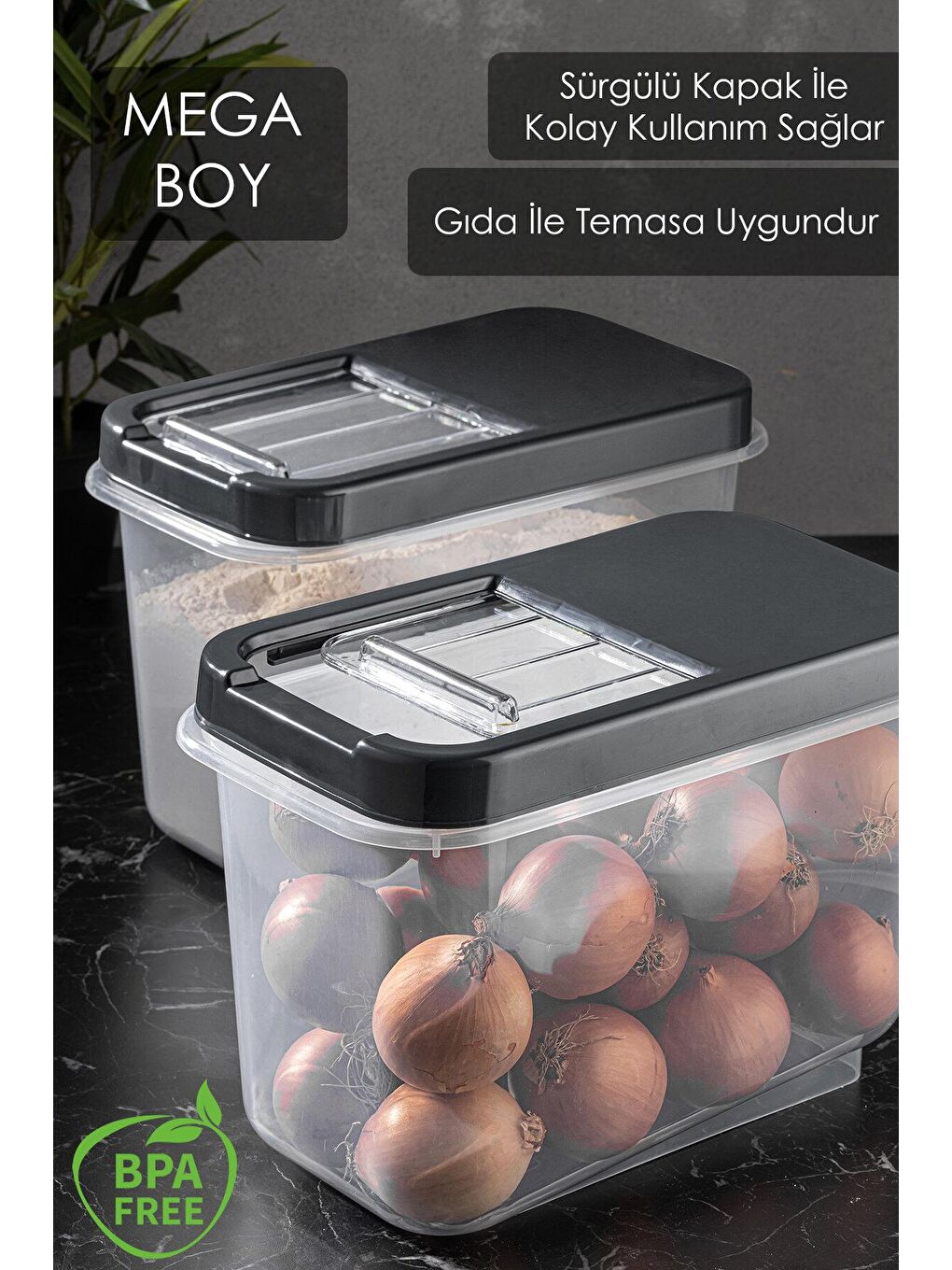 Antrasit 3'lü Multibox 10 lt Bakliyat Saklama Kabı-1