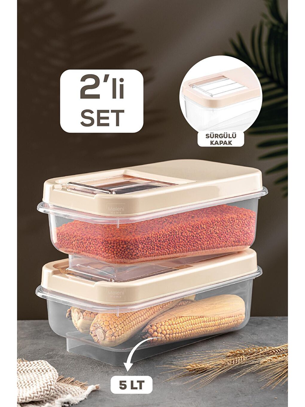 Antrasit 2'li Multibox 5 lt Bakliyat Saklama Kabı