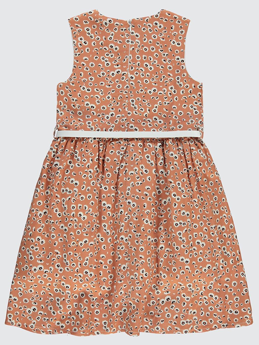 Kahverengi Girls Leopar Desenli 6-9 Yaş Elbise - Beyaz 8-9 Yaş-1