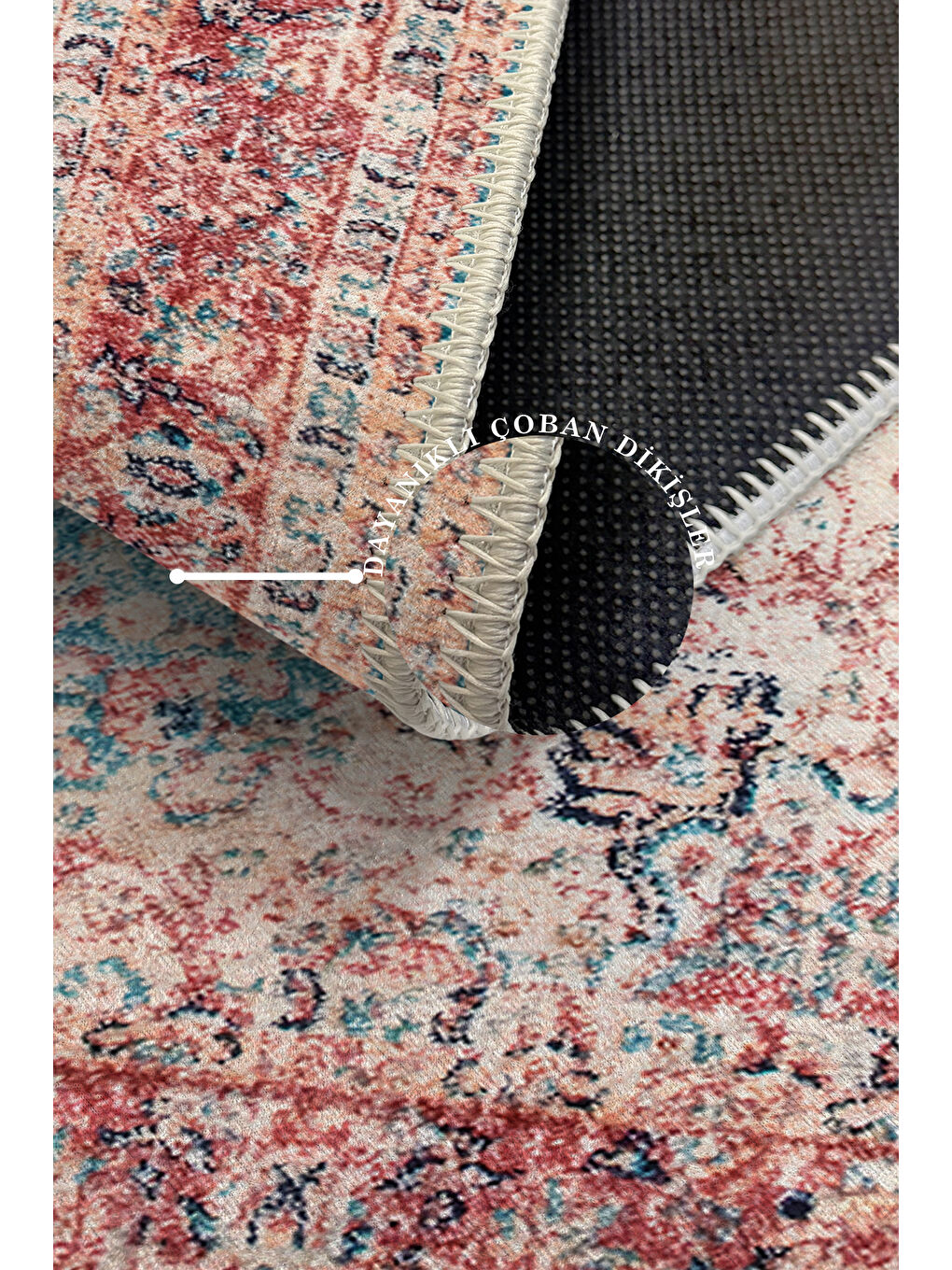 Pembe Dekoratif Özel Tasarım Yıkanabilir İnce Kaymaz Tabanlı Modern Halı KECE FR03-3