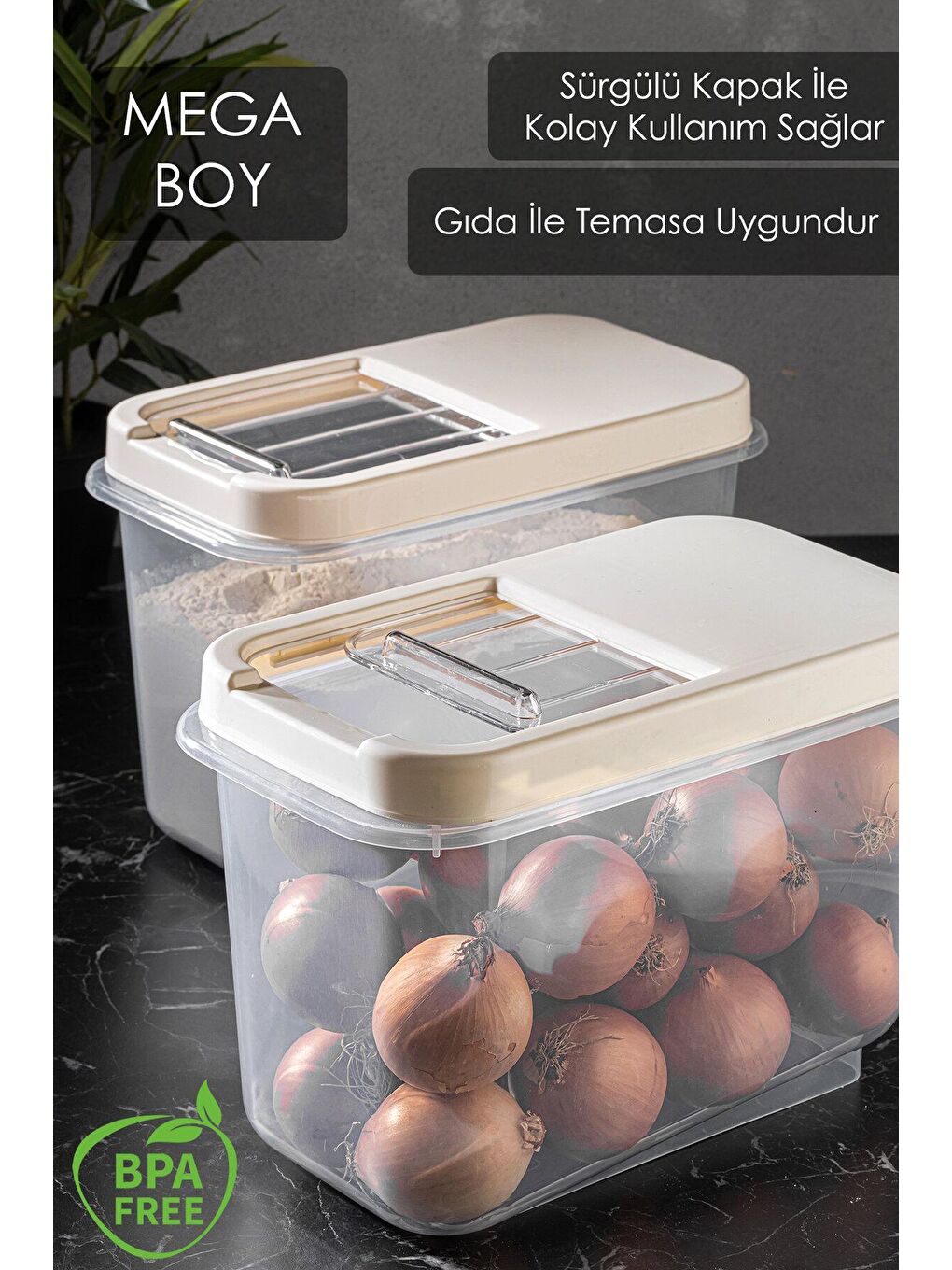 Antrasit 3'lü Multibox 10 lt Bakliyat Saklama Kabı-1