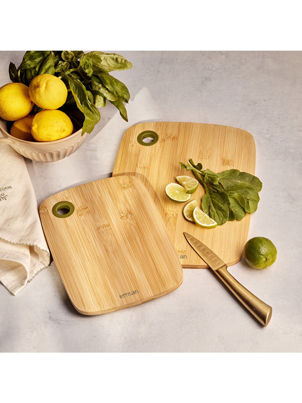 Kahverengi Bambu Luna 2'li Kesme Tahtası-8