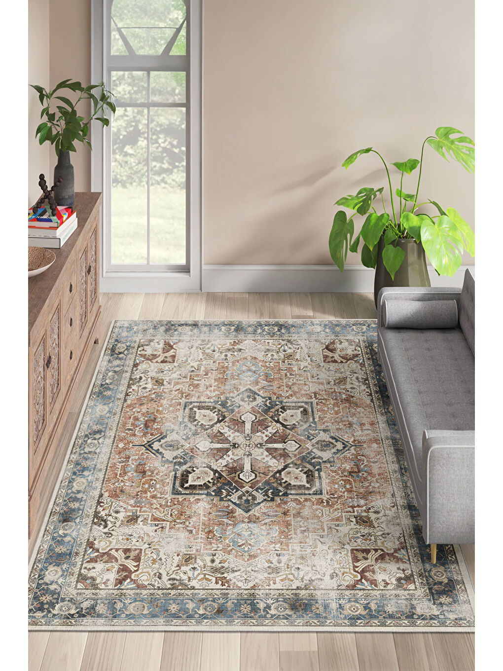 Turuncu Dekoratif Özel Tasarım Yıkanabilir İnce Kaymaz Tabanlı Modern Halı KECE FR02-1