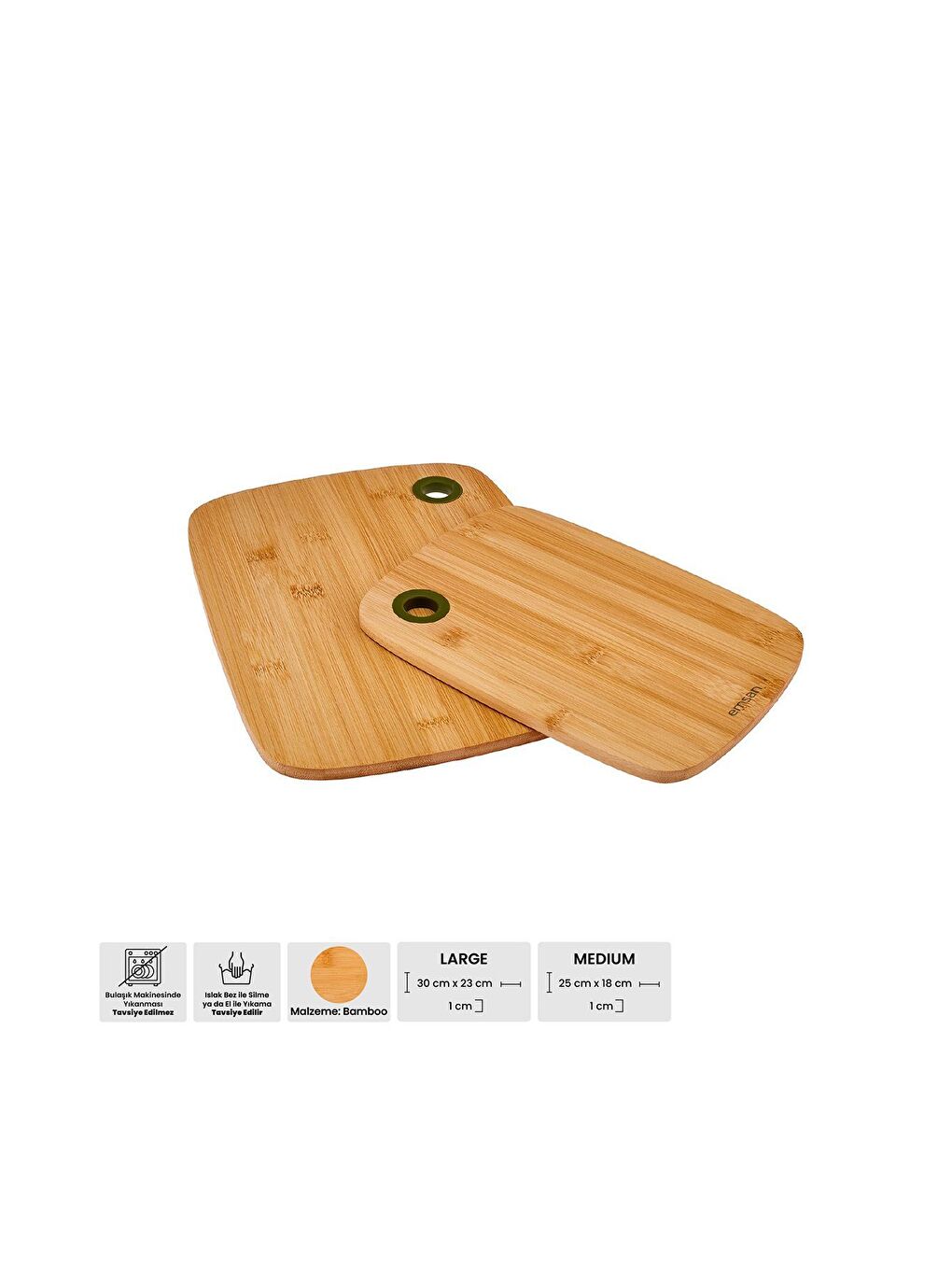 Kahverengi Bambu Luna 2'li Kesme Tahtası-5