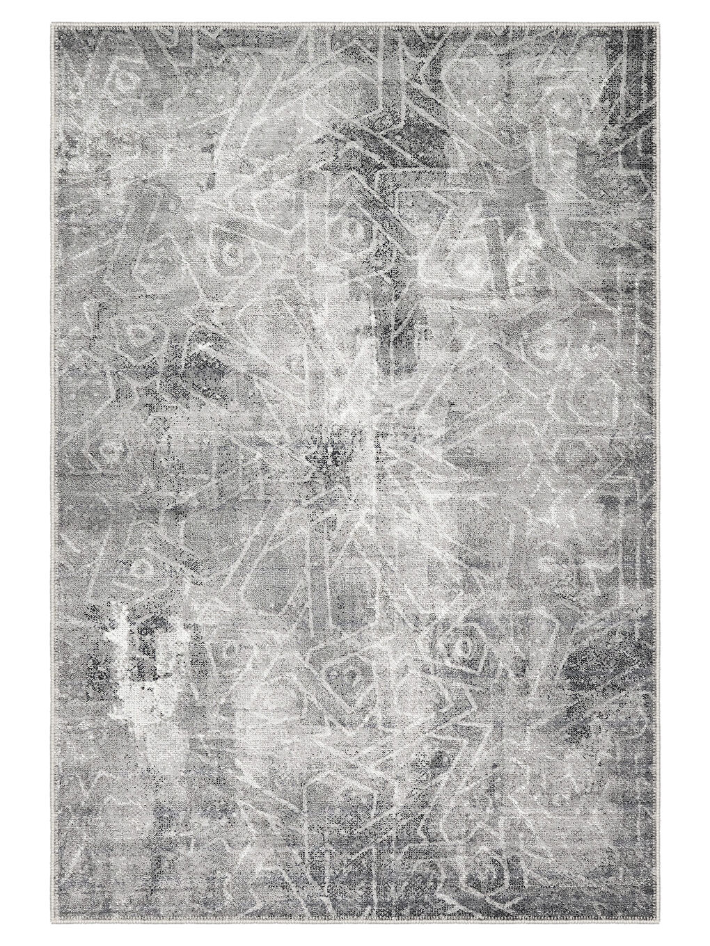 Gri Dekoratif Özel Tasarım Yıkanabilir İnce Kaymaz Tabanlı Modern Halı KECE FR02