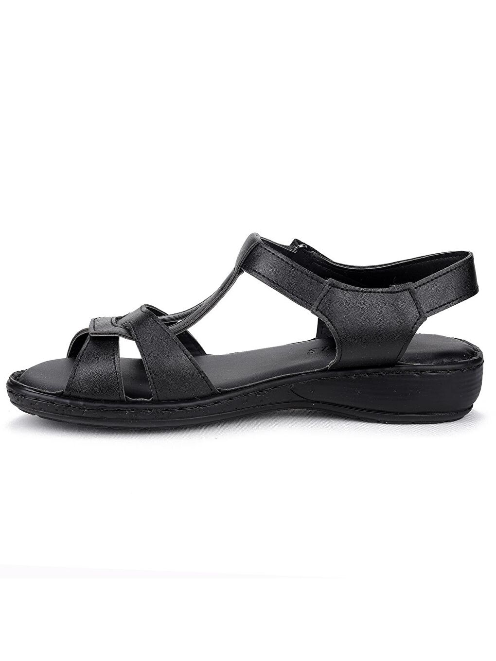 Siyah Büyük Numara Cırtlı Kadın Sandalet Alens 505-3