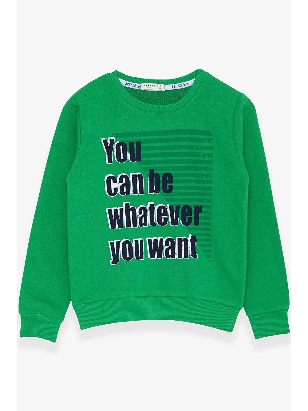 Erkek Çocuk Sweatshirt Yazı Baskılı Yeşil (10 Yaş)