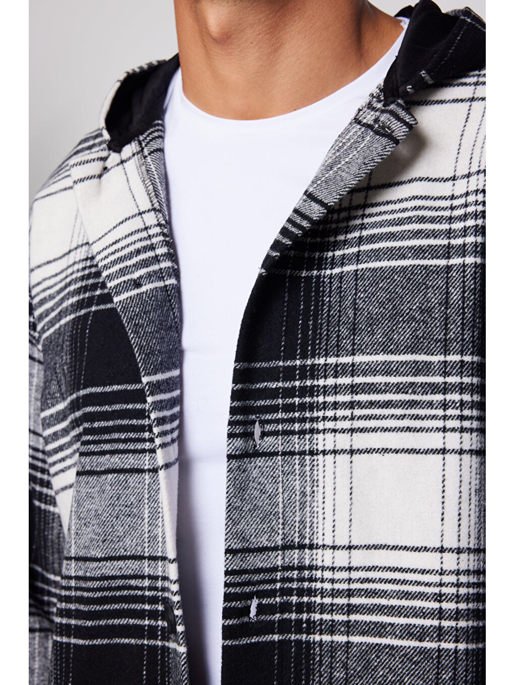 Karışık Relax Fit Kapüşonlu Ekose Fleto Cep Oduncu Erkek Gömlek-3