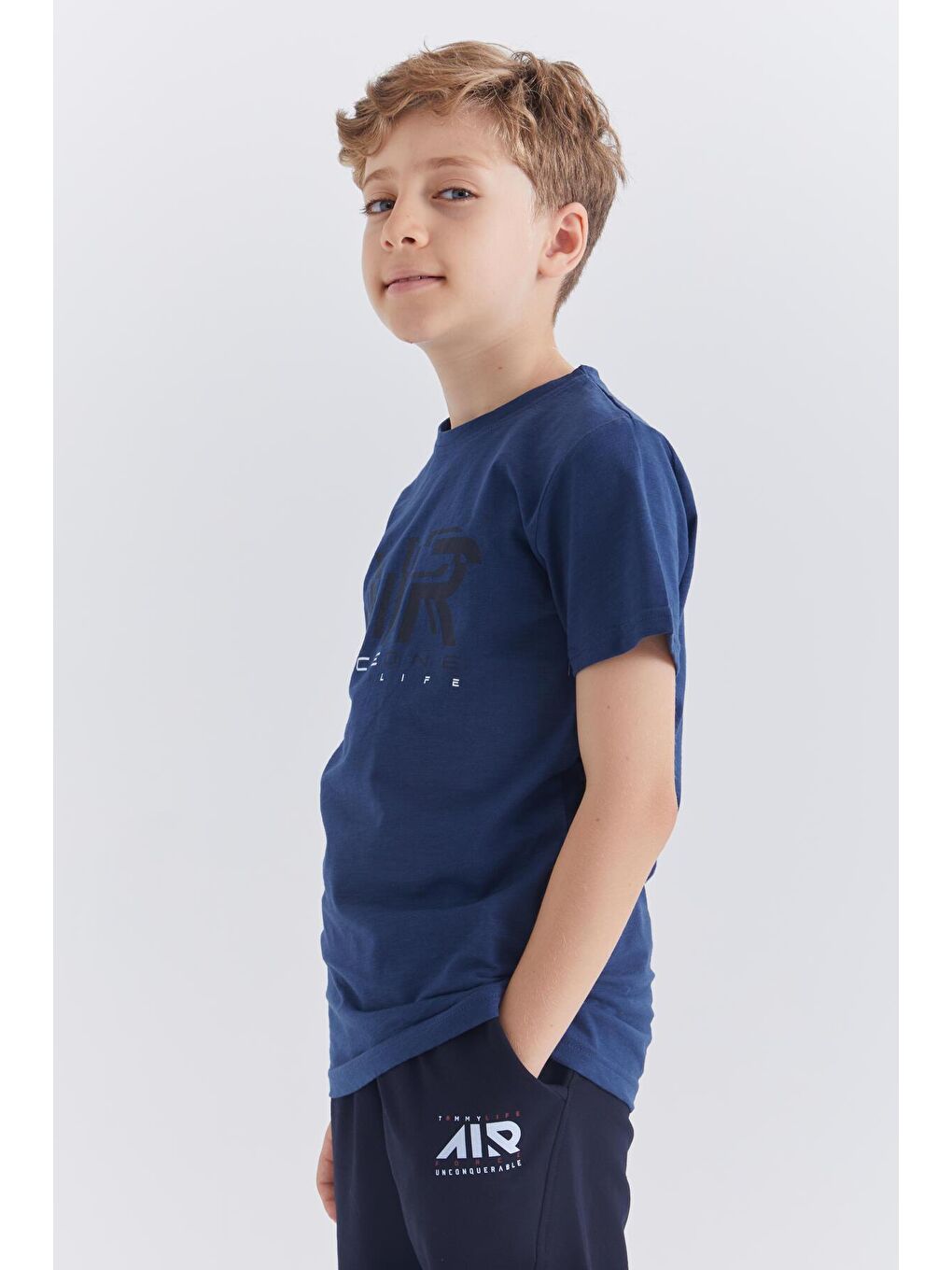 İndigo Air Baskılı O Yaka Kısa Kol Erkek Çocuk Tişört  - 10852-2