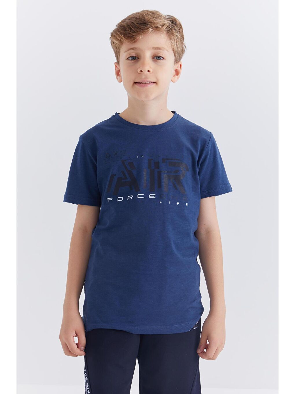 İndigo Air Baskılı O Yaka Kısa Kol Erkek Çocuk Tişört  - 10852-4
