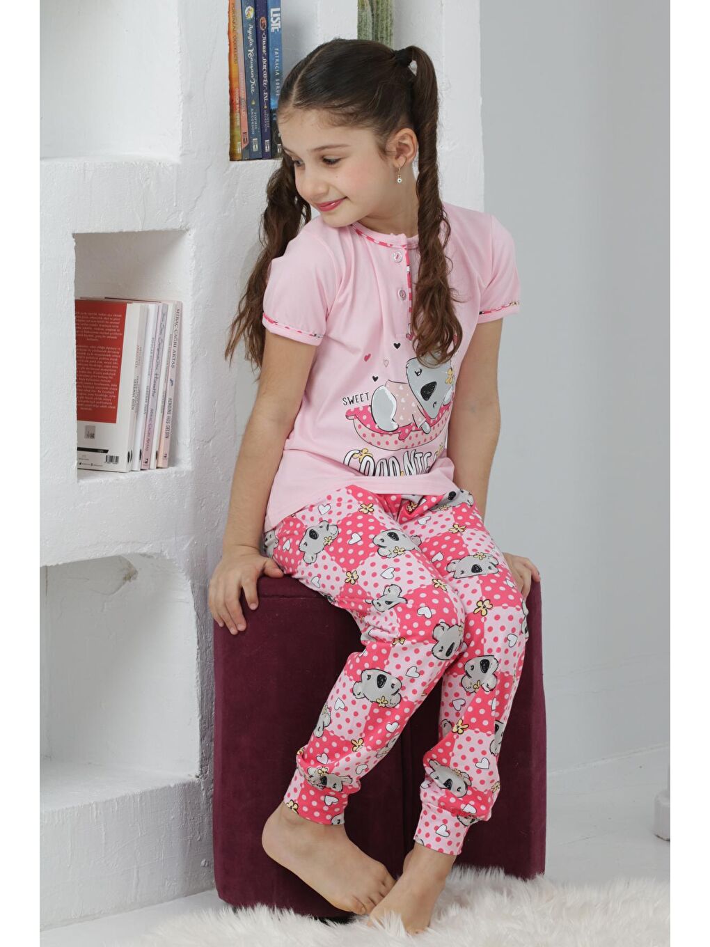 Kapi Kids Pembe Kız Çocuk Ayıcık Baskılı - 2 Düğmeli Pijama Takımı 7-11 Yaş 6065 - 2