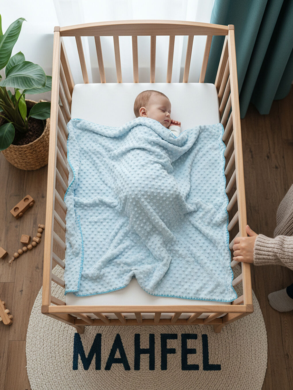 Welsoft Çift Katlı Nohutlu Bebek Battaniyesi Mavi-1