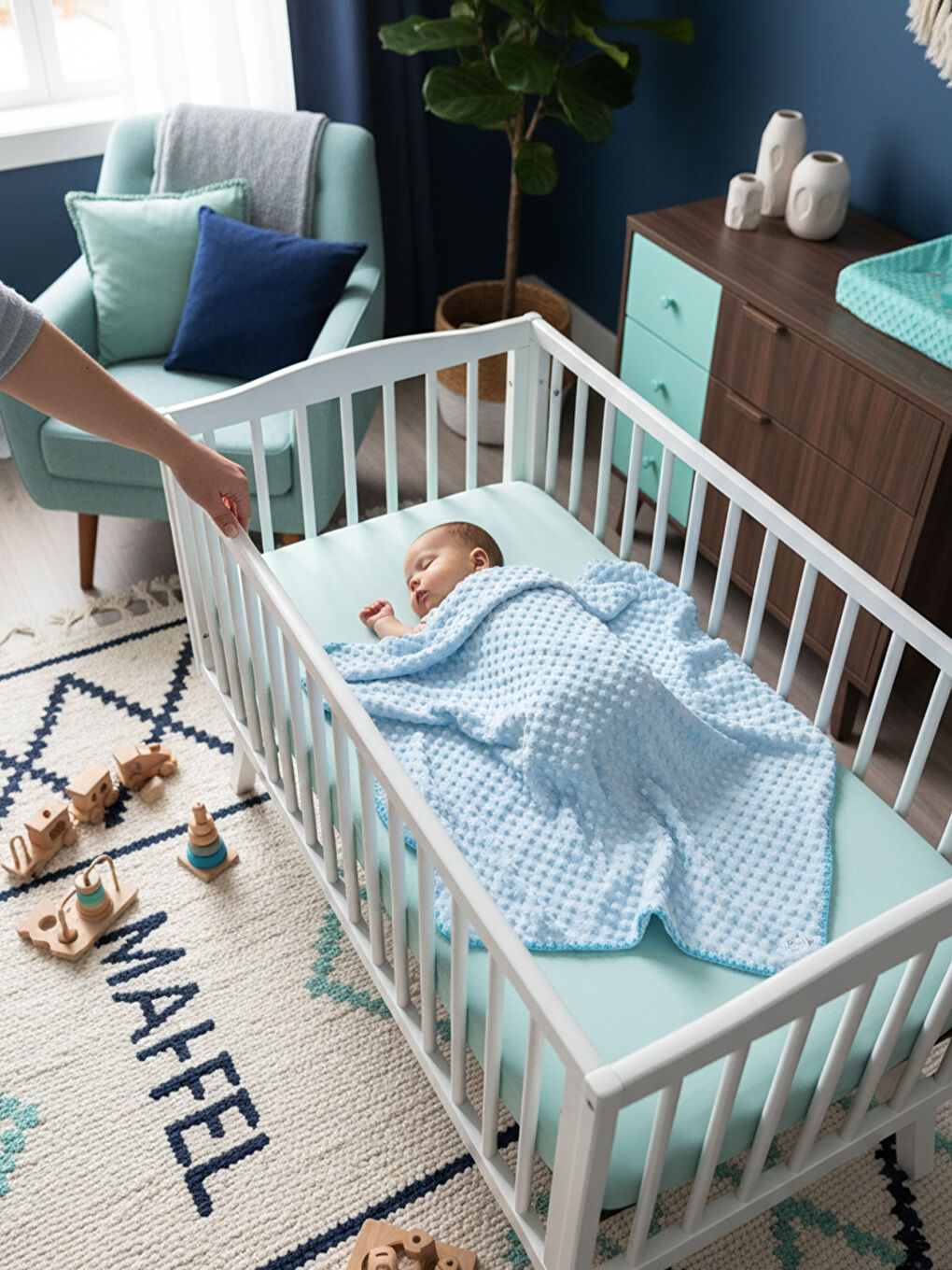 Welsoft Çift Katlı Nohutlu Bebek Battaniyesi Mavi-3