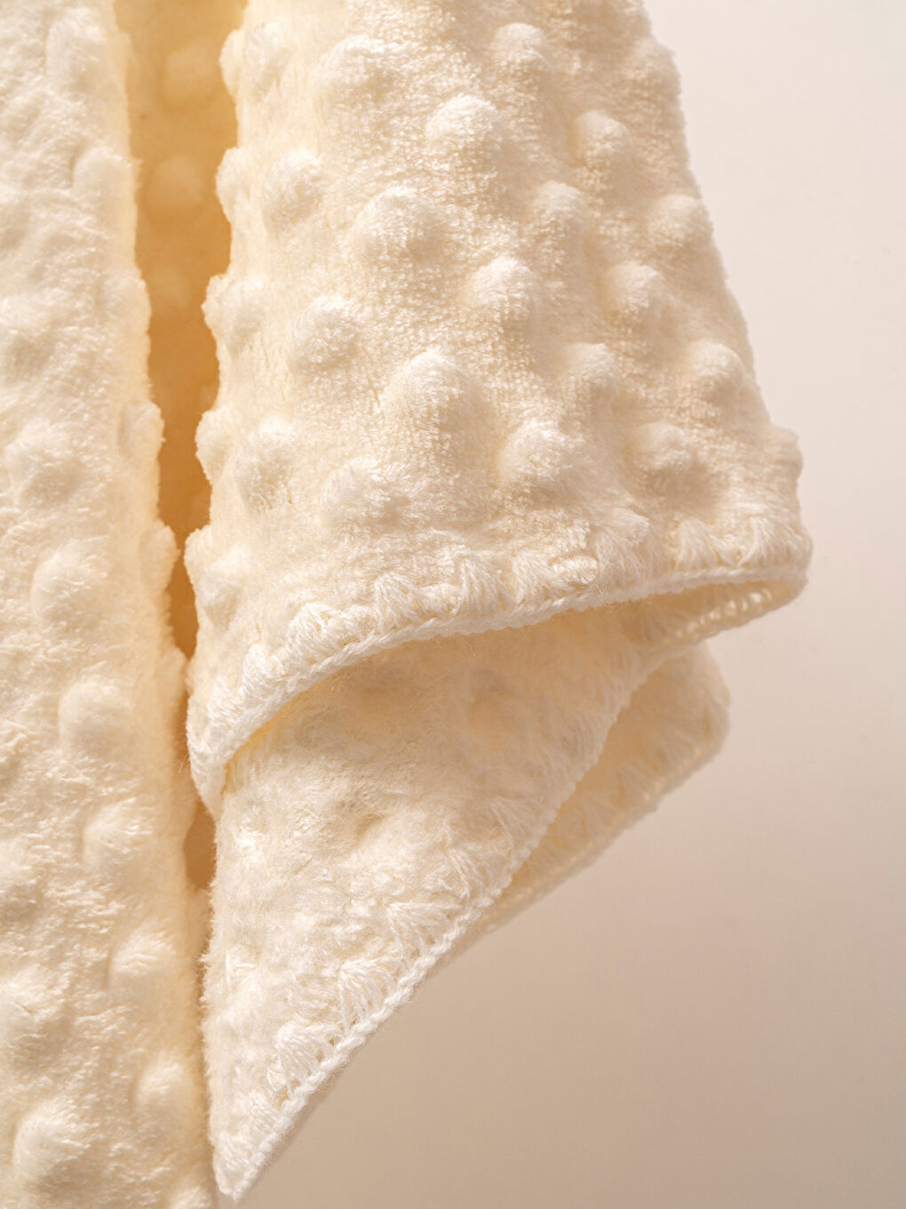 Ekru Nohut Dolgulu %100 Welsoft Bebek Battaniyesi Krem-3