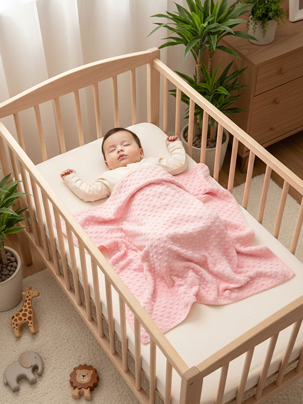 Nohut Dolgulu %100 Welsoft Bebek Battaniyesi Pembe-1