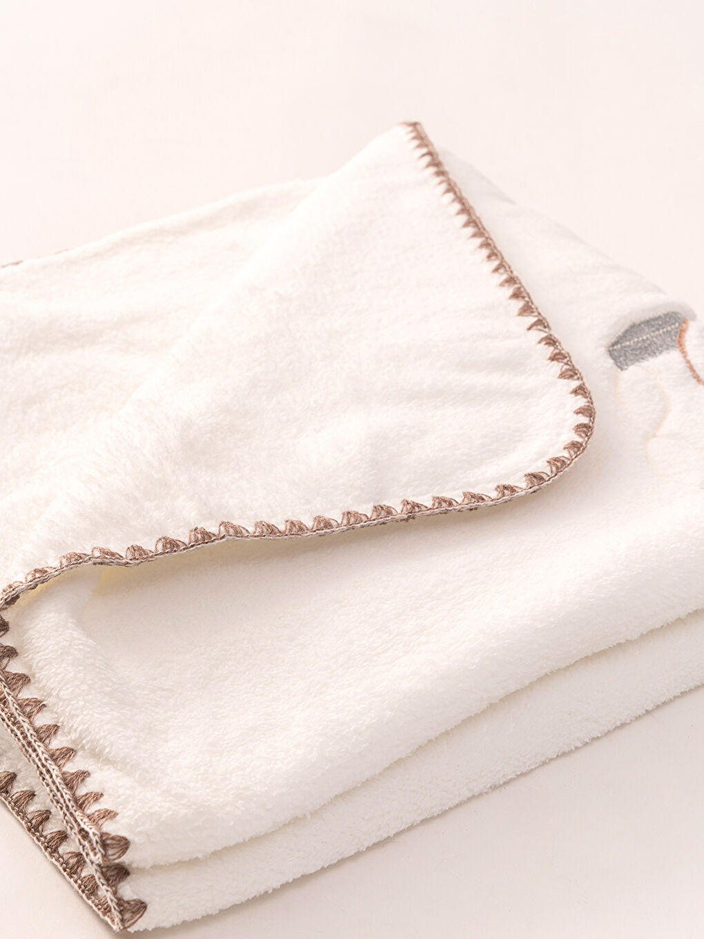 Ekru Çift Katlı Welsoft Salıncak Nakışlı Bebek Battaniyesi EKRU-2