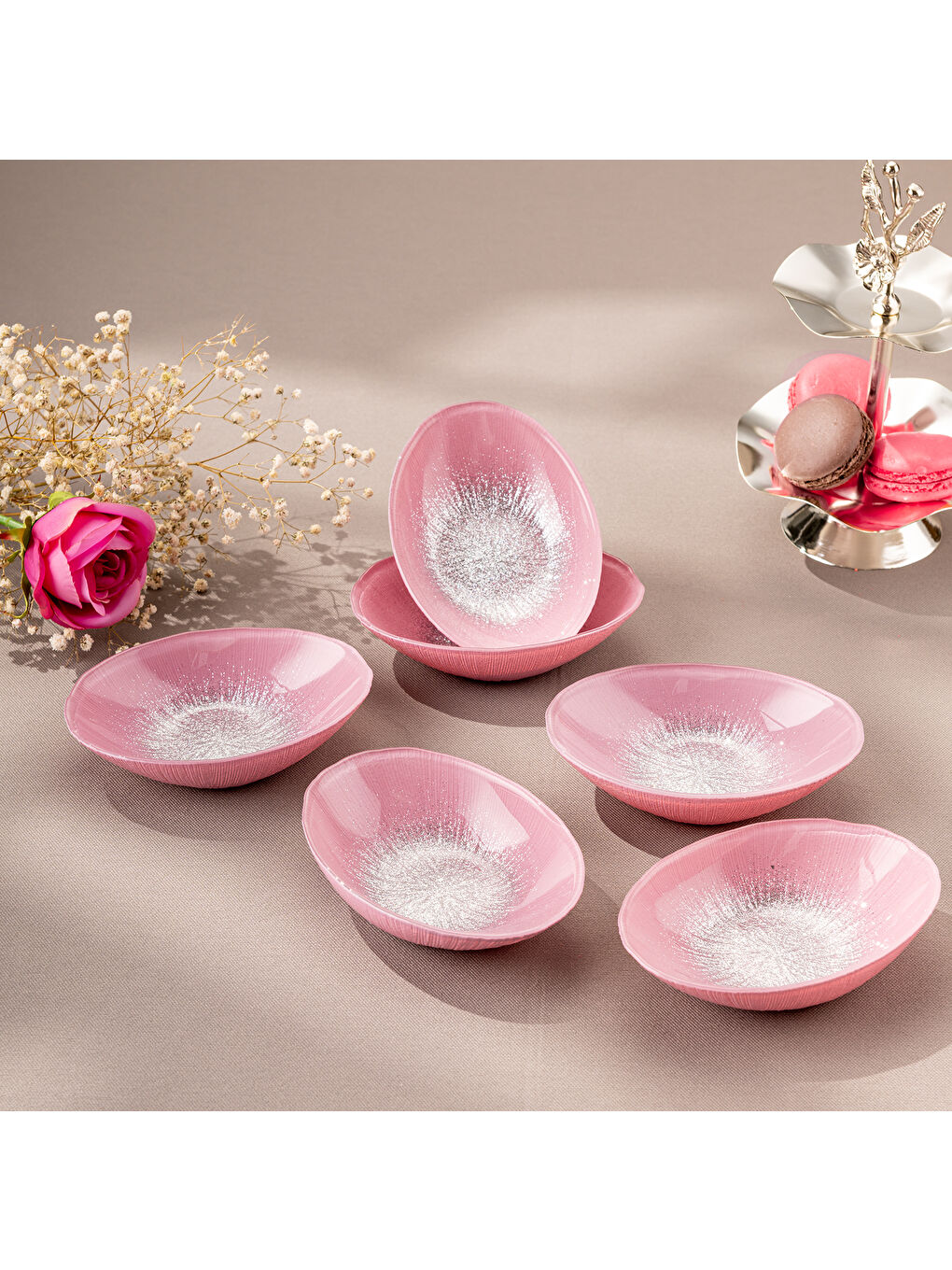 Pastel 6 Parça Cam Gondol 12 cm Pembe-6