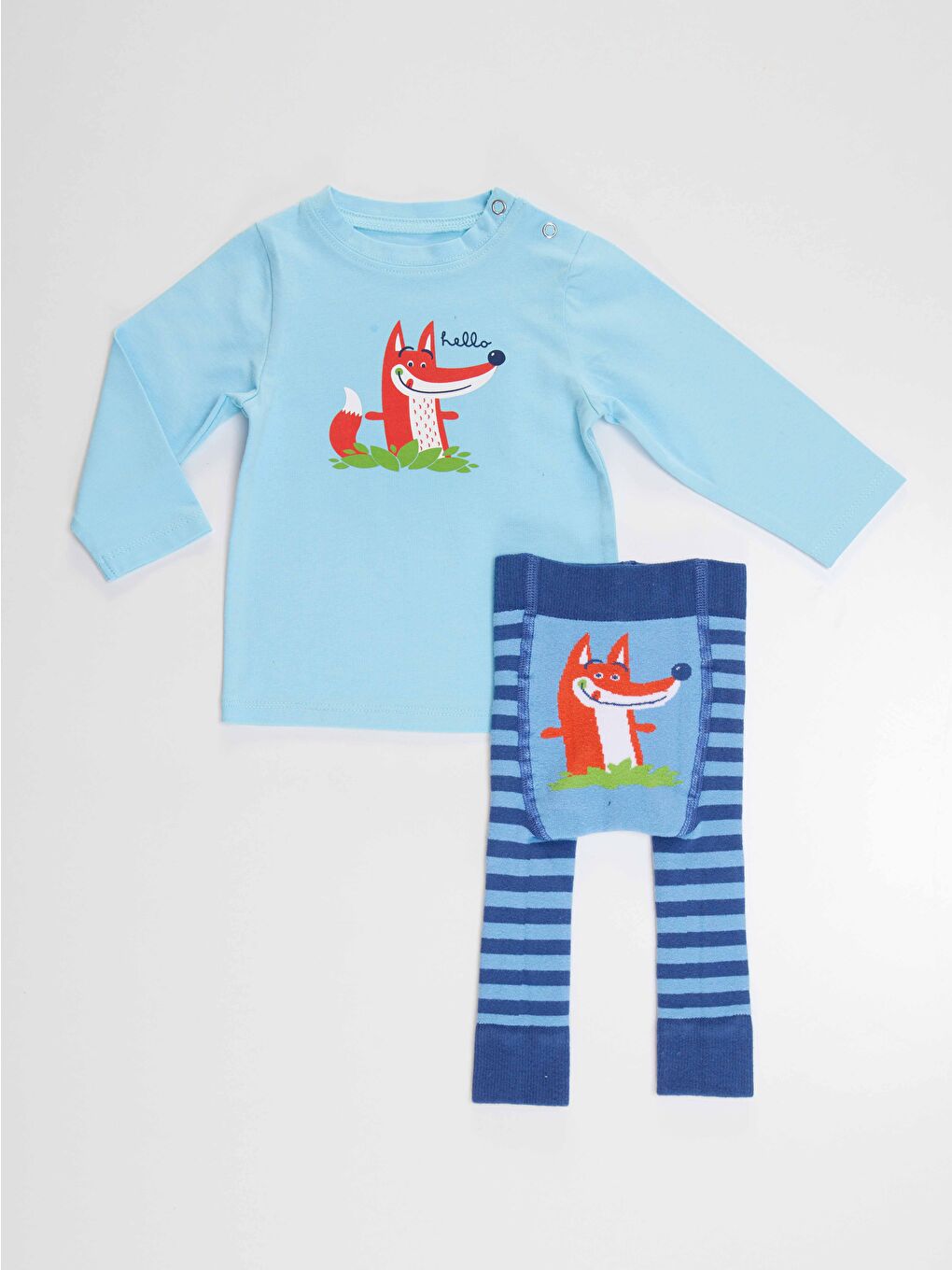 Denokids Karışık Tilki Erkek Bebek T-shirt Tayt-Pantolon Takım - 3