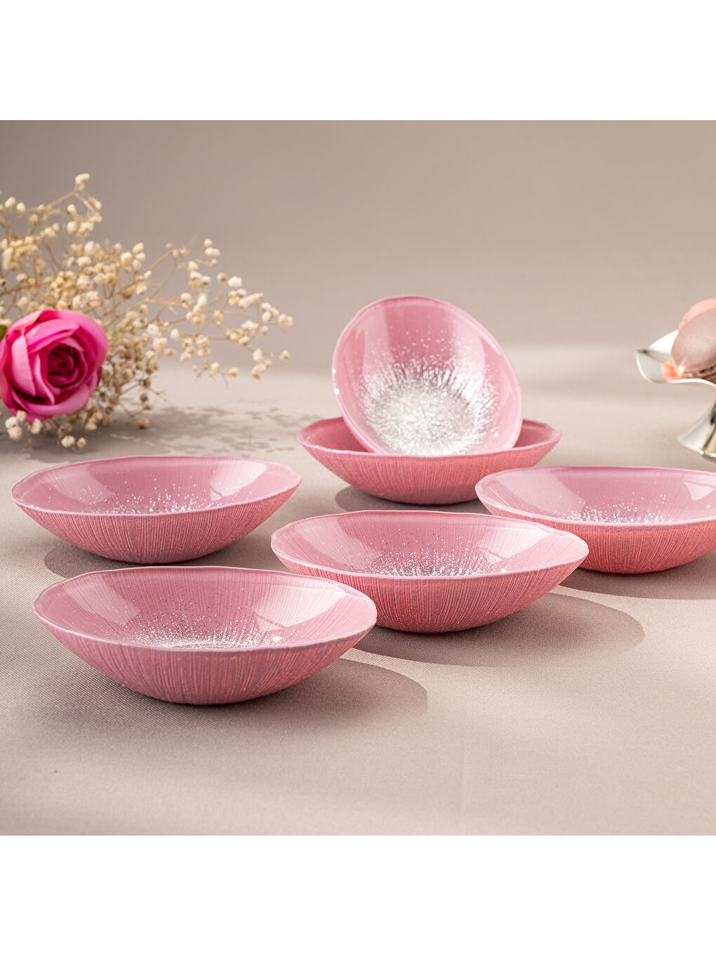 Pastel 6 Parça Cam Gondol 12 cm Pembe-10