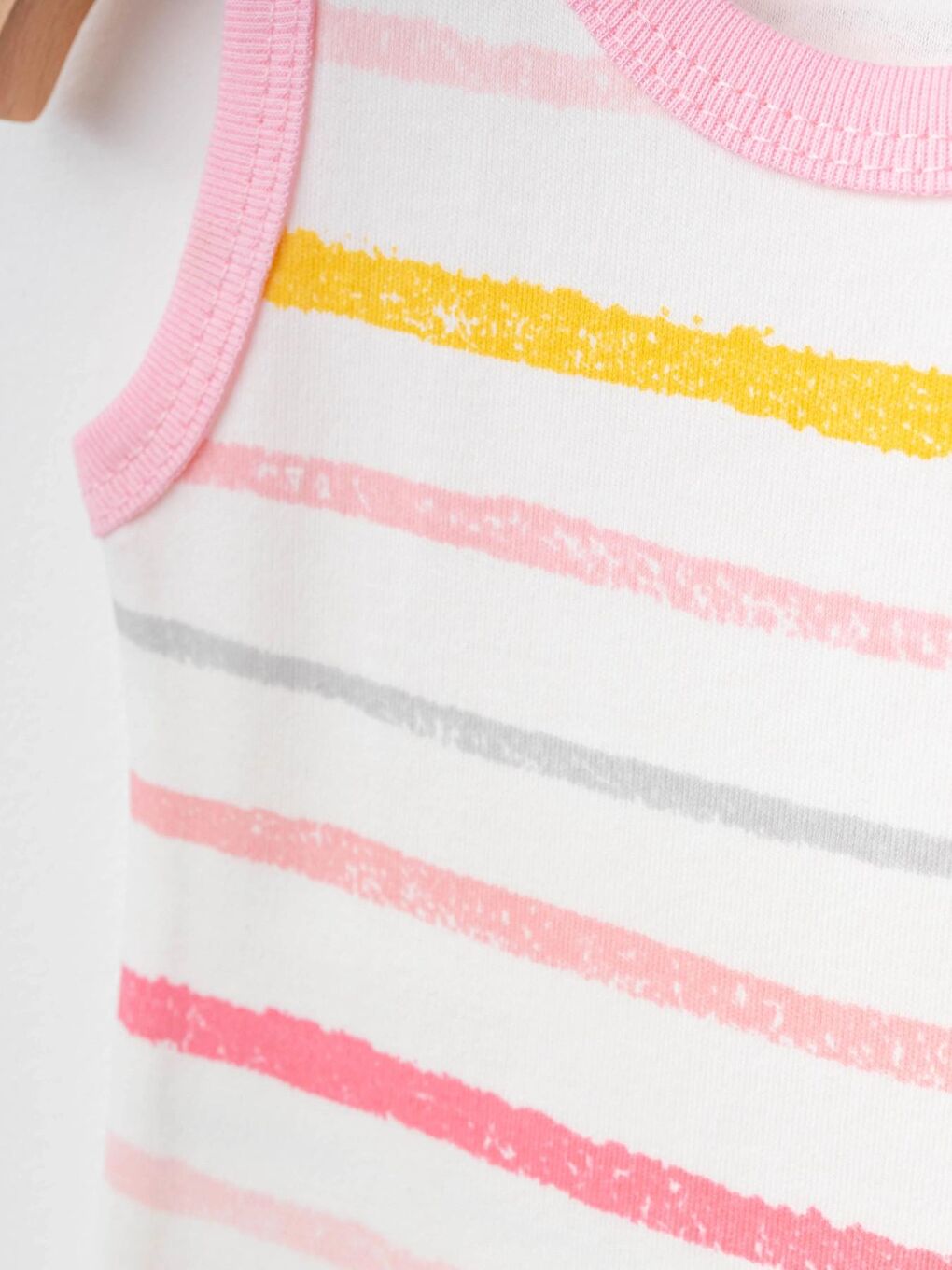 Pembe Çizgili 2'li Askılı Çıtçıtlı Body 9688-1