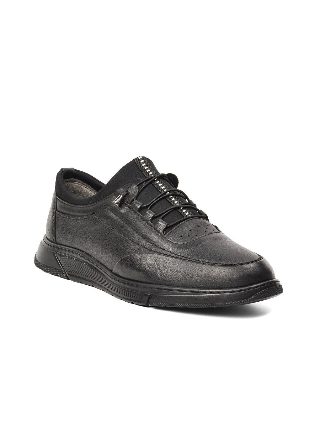 013 Siyah Hakiki Deri Büyük Numara Erkek Günlük Ayakkabı-2