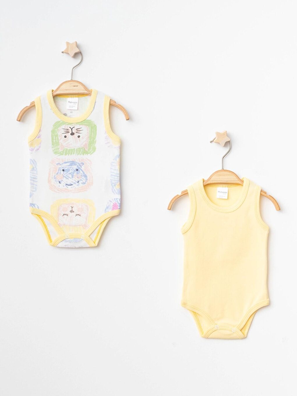 Sarı Karışık Desenli 2'li Askılı Çıtçıtlı Body 9661