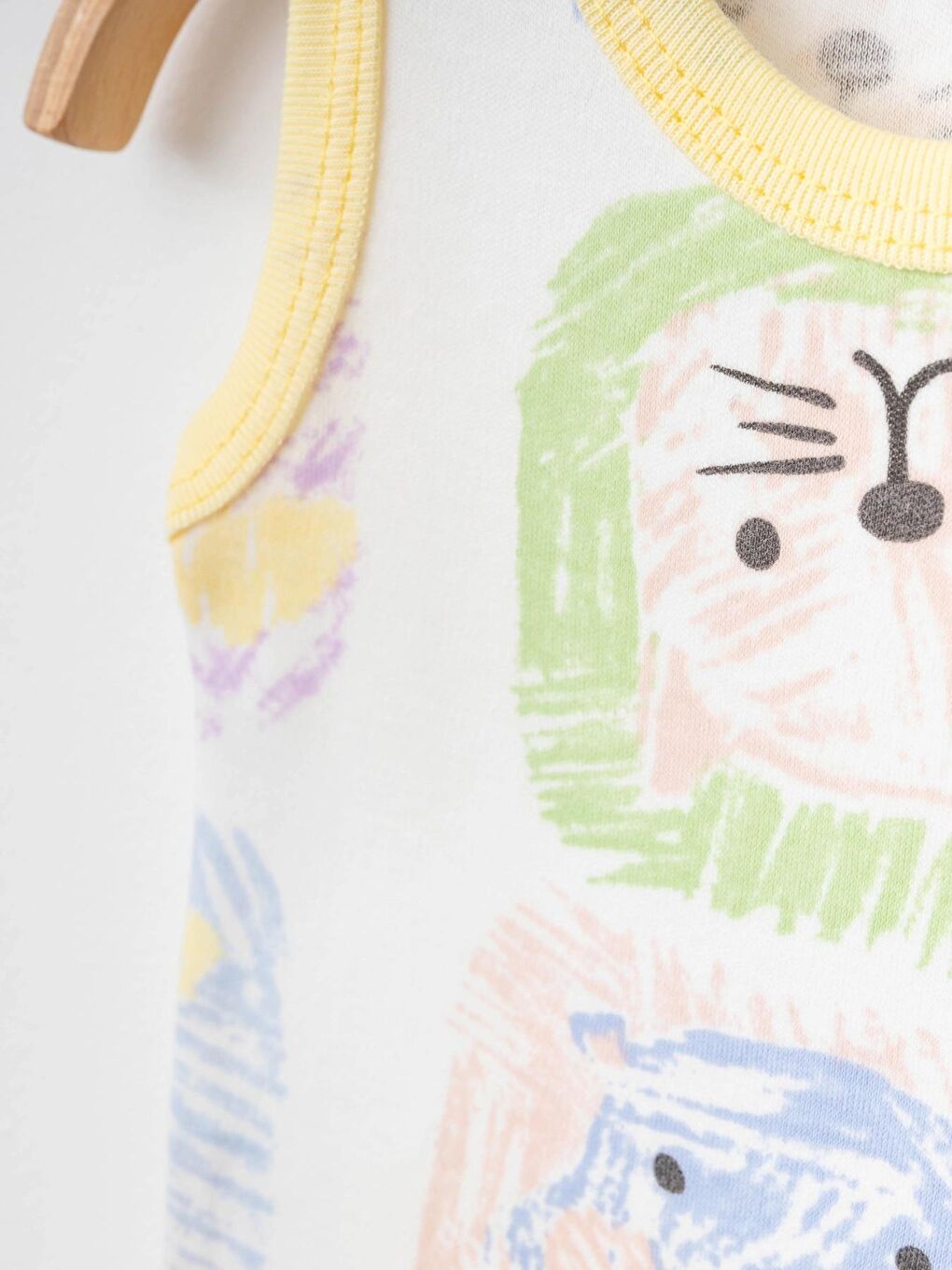 Sarı Karışık Desenli 2'li Askılı Çıtçıtlı Body 9661-1