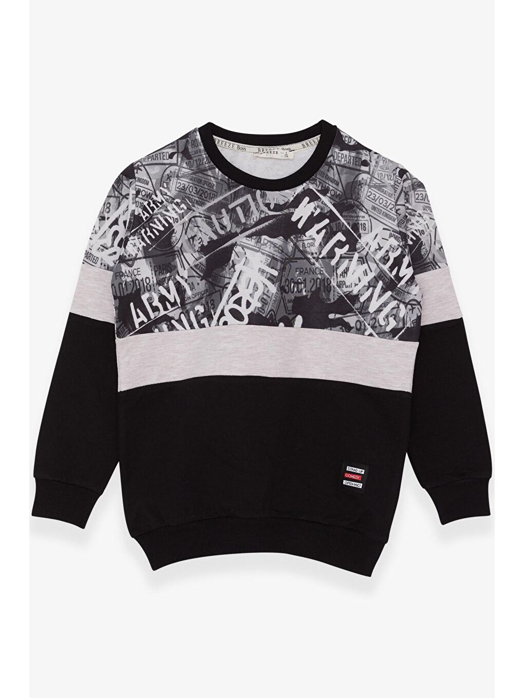 Erkek Çocuk Sweatshirt Desenli Siyah (6-12 Yaş)