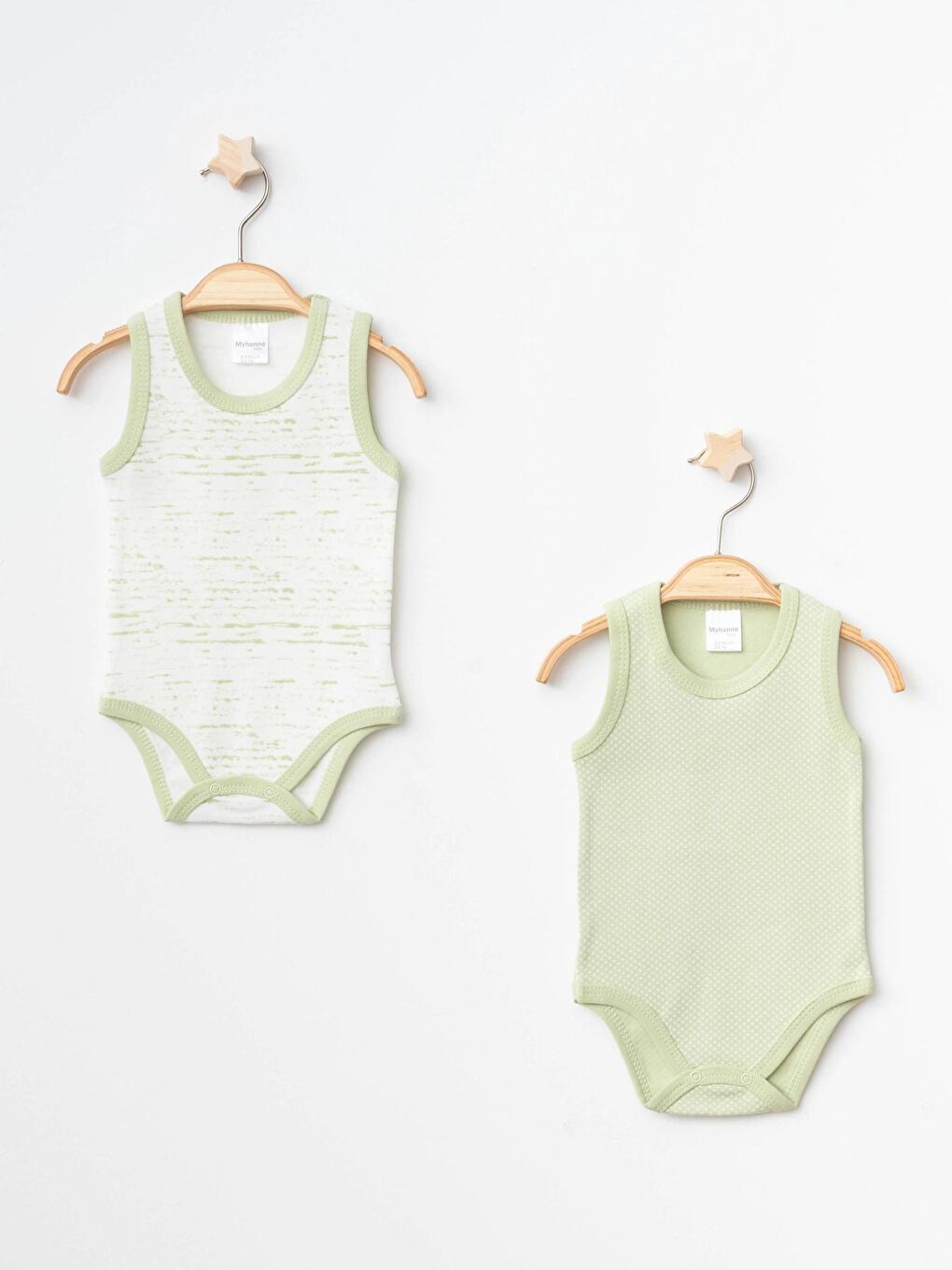 Yeşil Kırık Çizgi Desenli 2'li Askılı Çıtçıtlı Body 9670