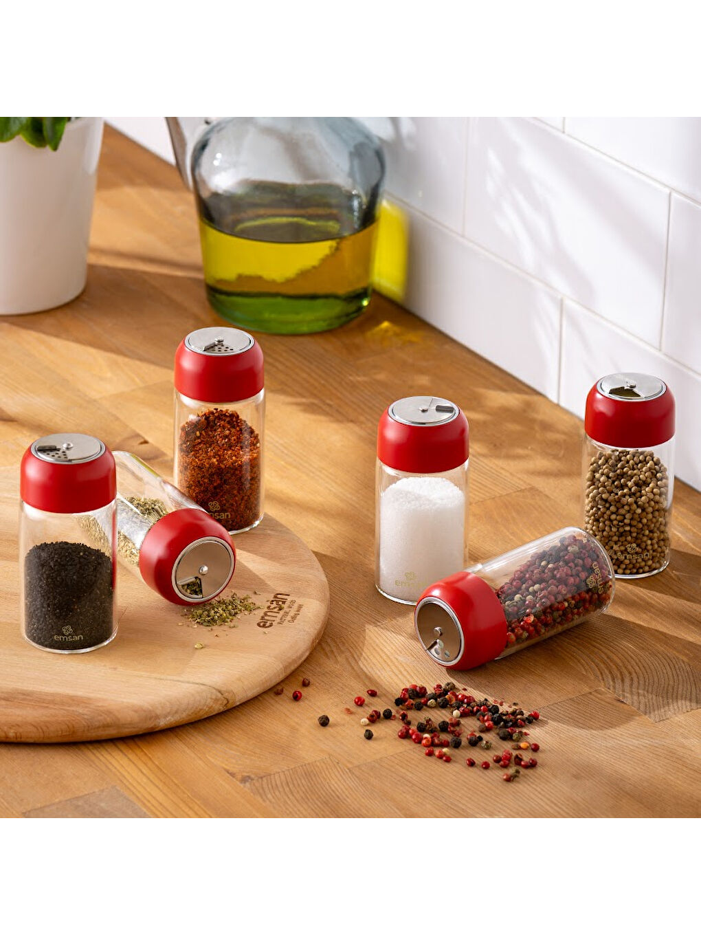 Kırmızı Simple 6 Parça Baharatlık-6