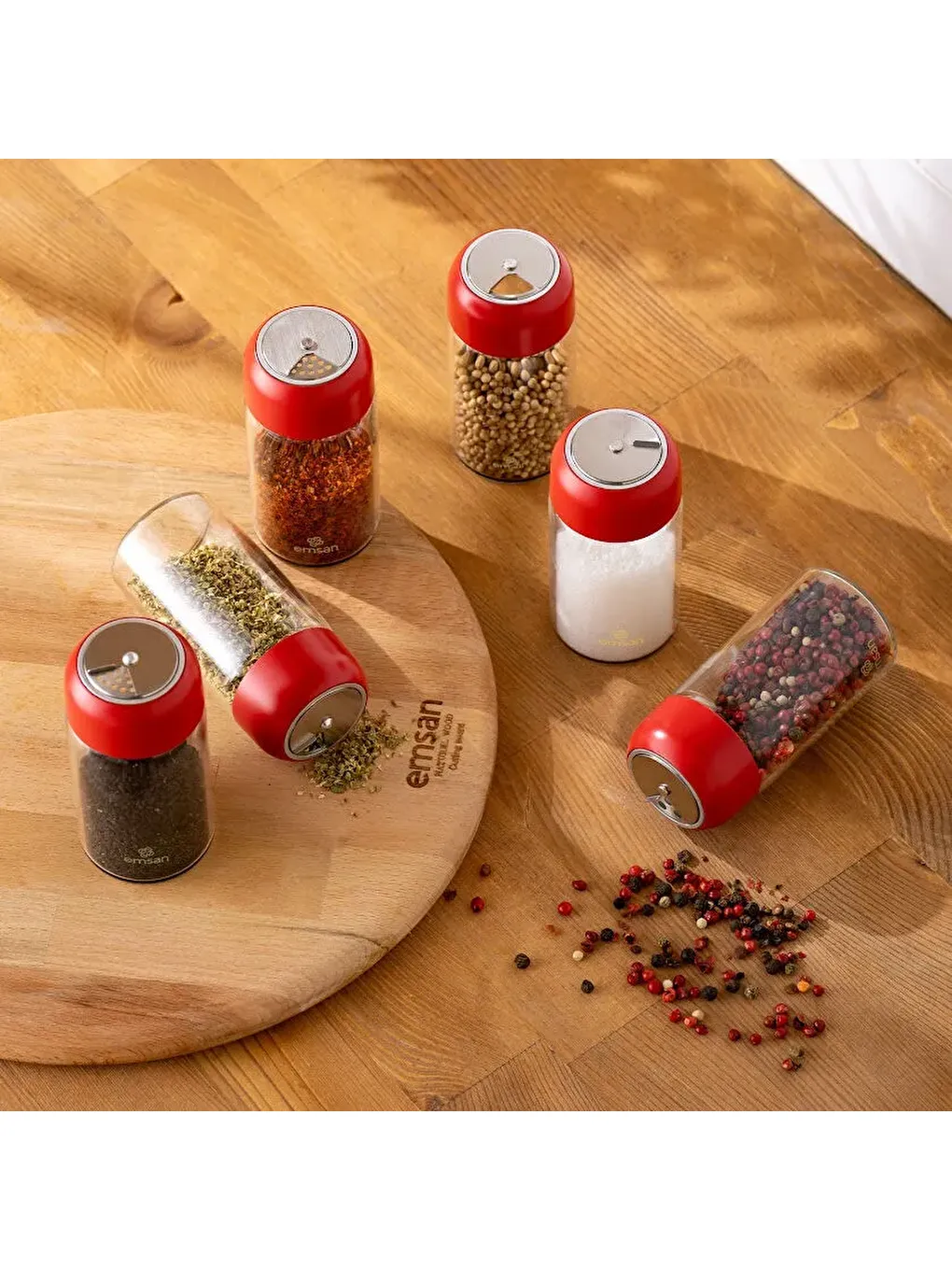 Kırmızı Simple 6 Parça Baharatlık-7