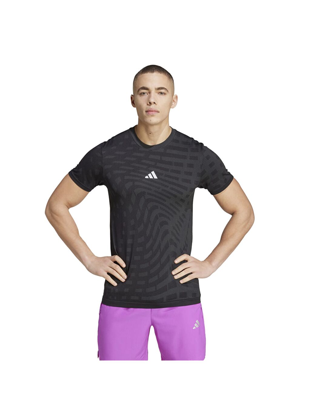 Siyah Gym + Training Seamless Erkek Yuvarlak Yaka Spor Tişört