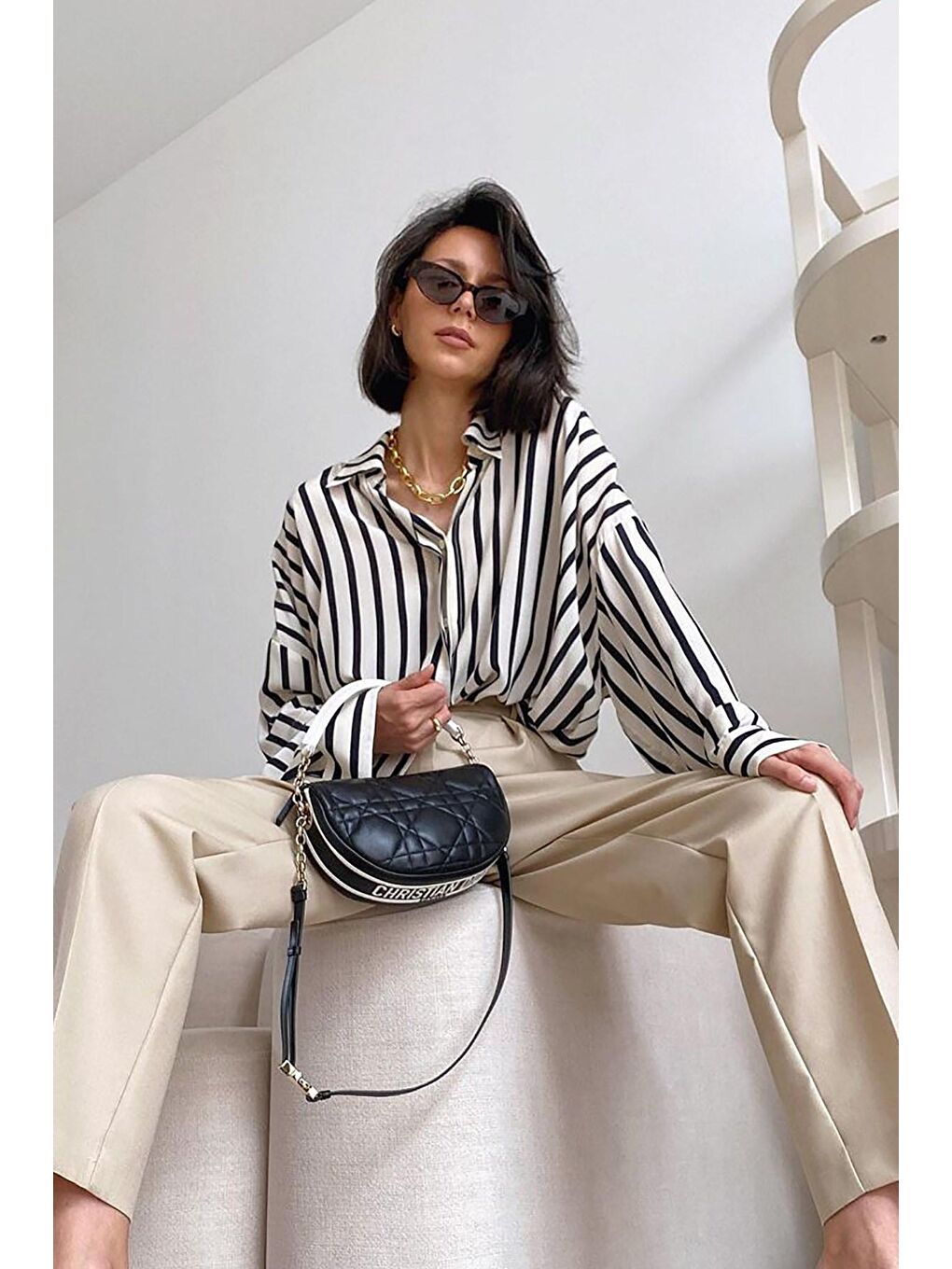 Beyaz Çizgili Gömlek Mg1383-4