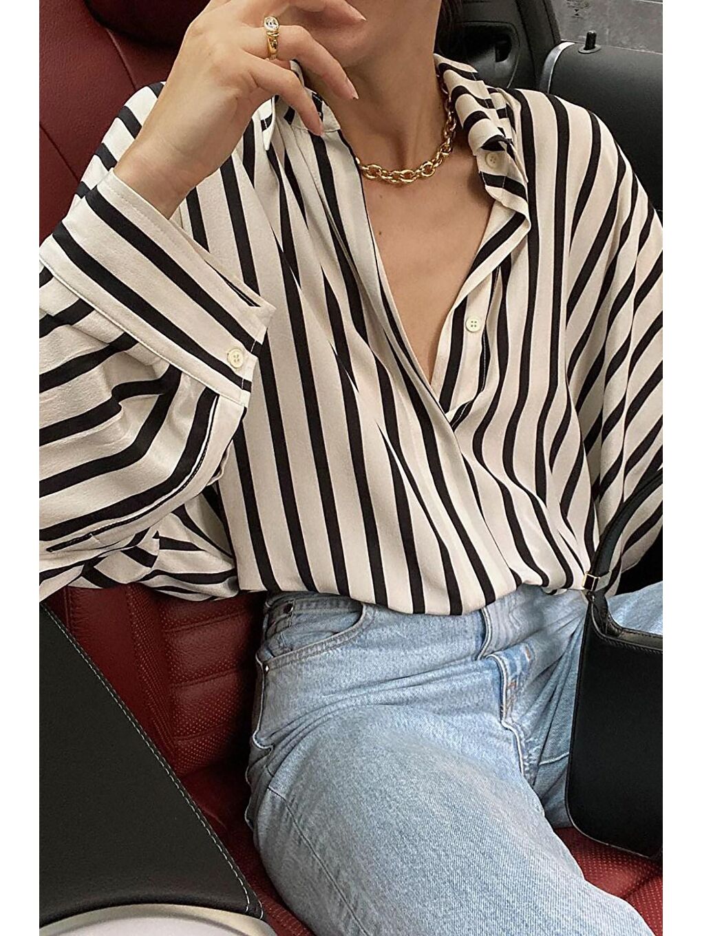 Beyaz Çizgili Gömlek Mg1383-5