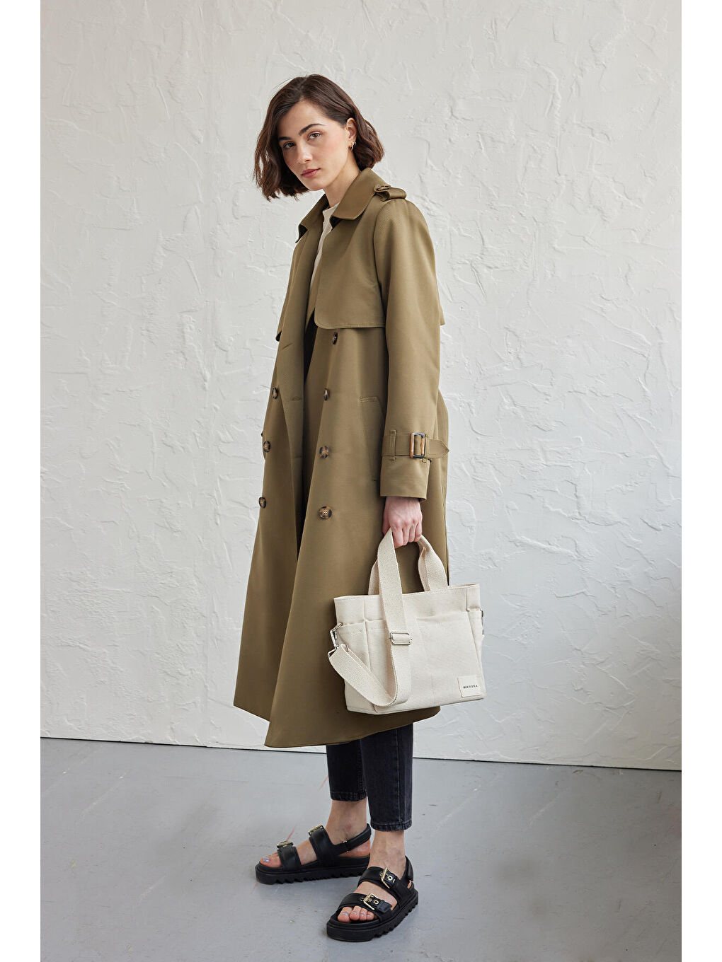 Kruvaze Klasik Trençkot Haki