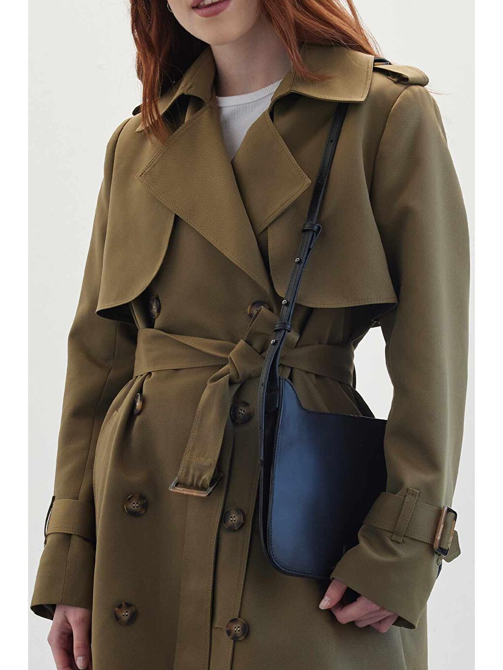 Kruvaze Klasik Trençkot Haki-3