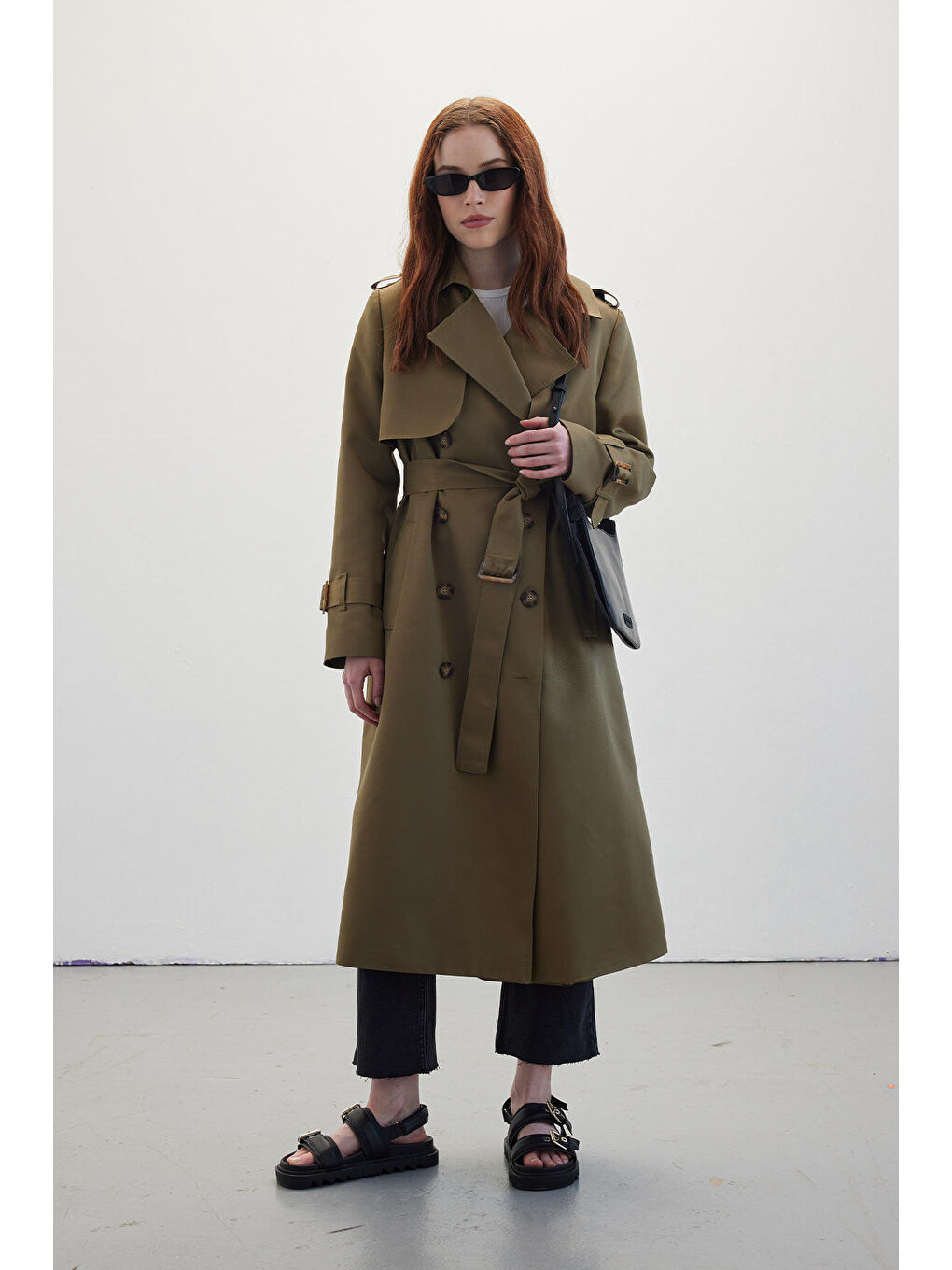 Kruvaze Klasik Trençkot Haki-4