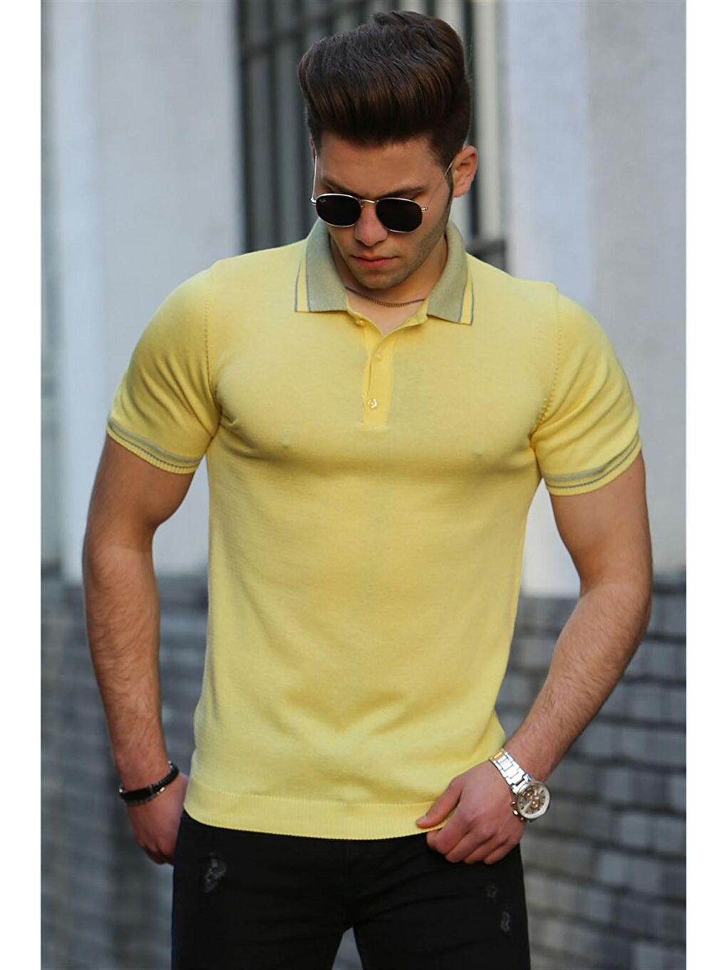 Erkek Sarı Polo Tişört 4536