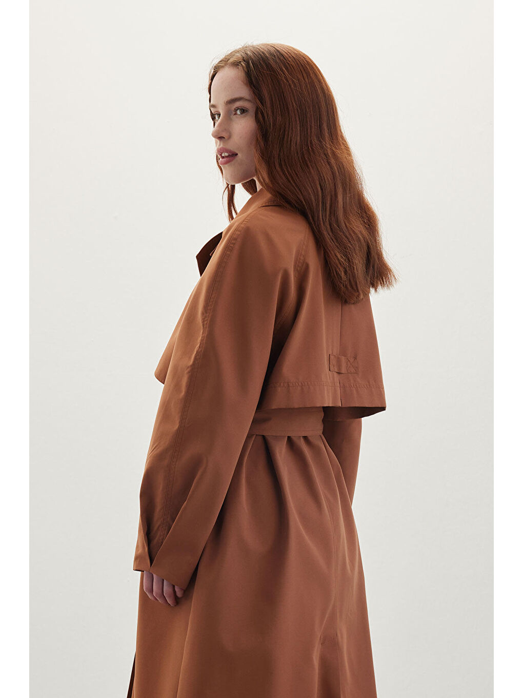 Kahverengi Kruvaze Trençkot Fındık Kabuğu-2