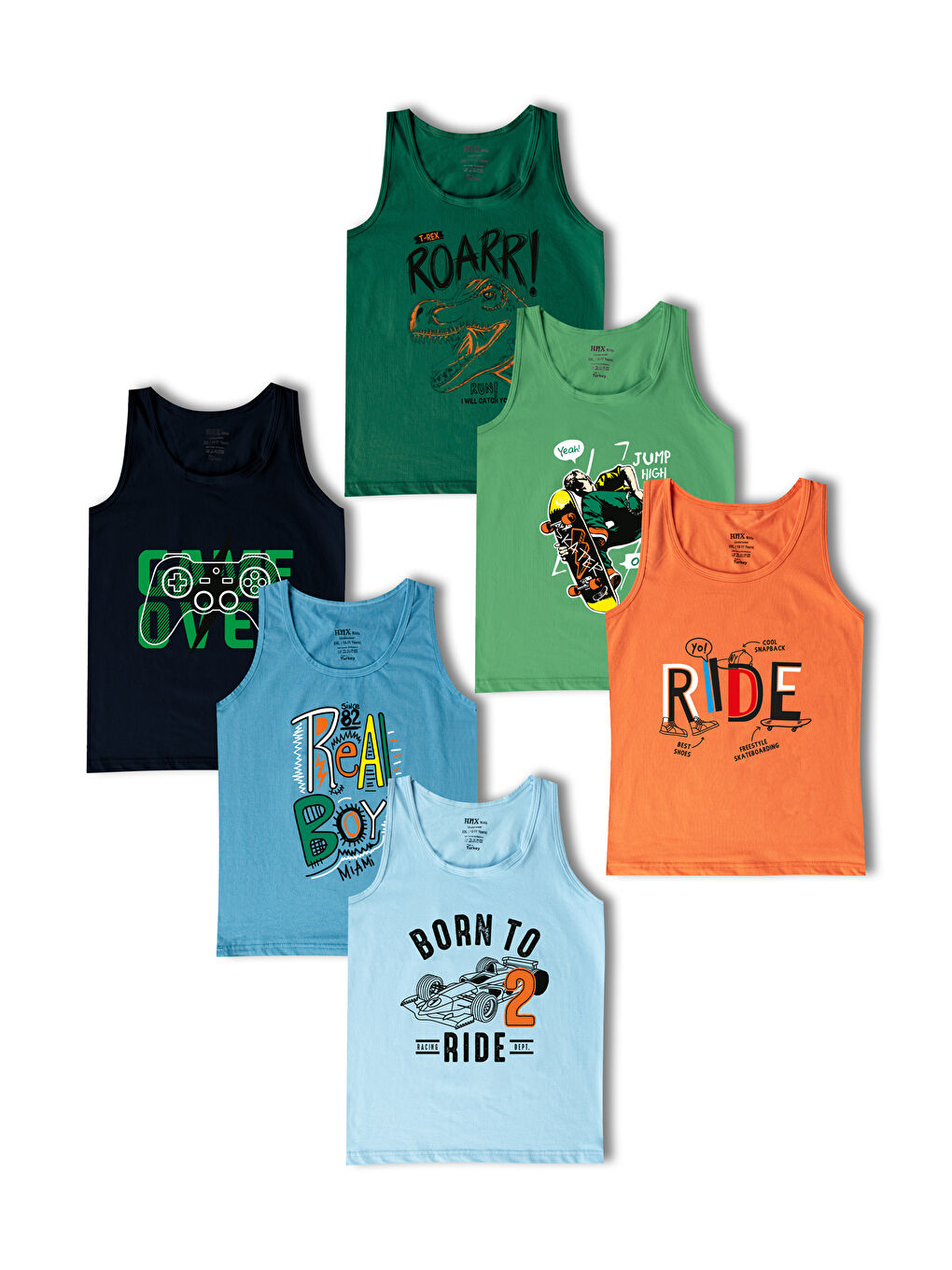 Karışık Pamuklu 6'lı Erkek Çocuk Atlet