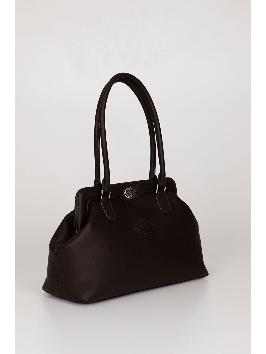 Kahverengi Platinum Hakiki Deri Büyük Boy Kadın Omuz Ve El Çantası B8397-2