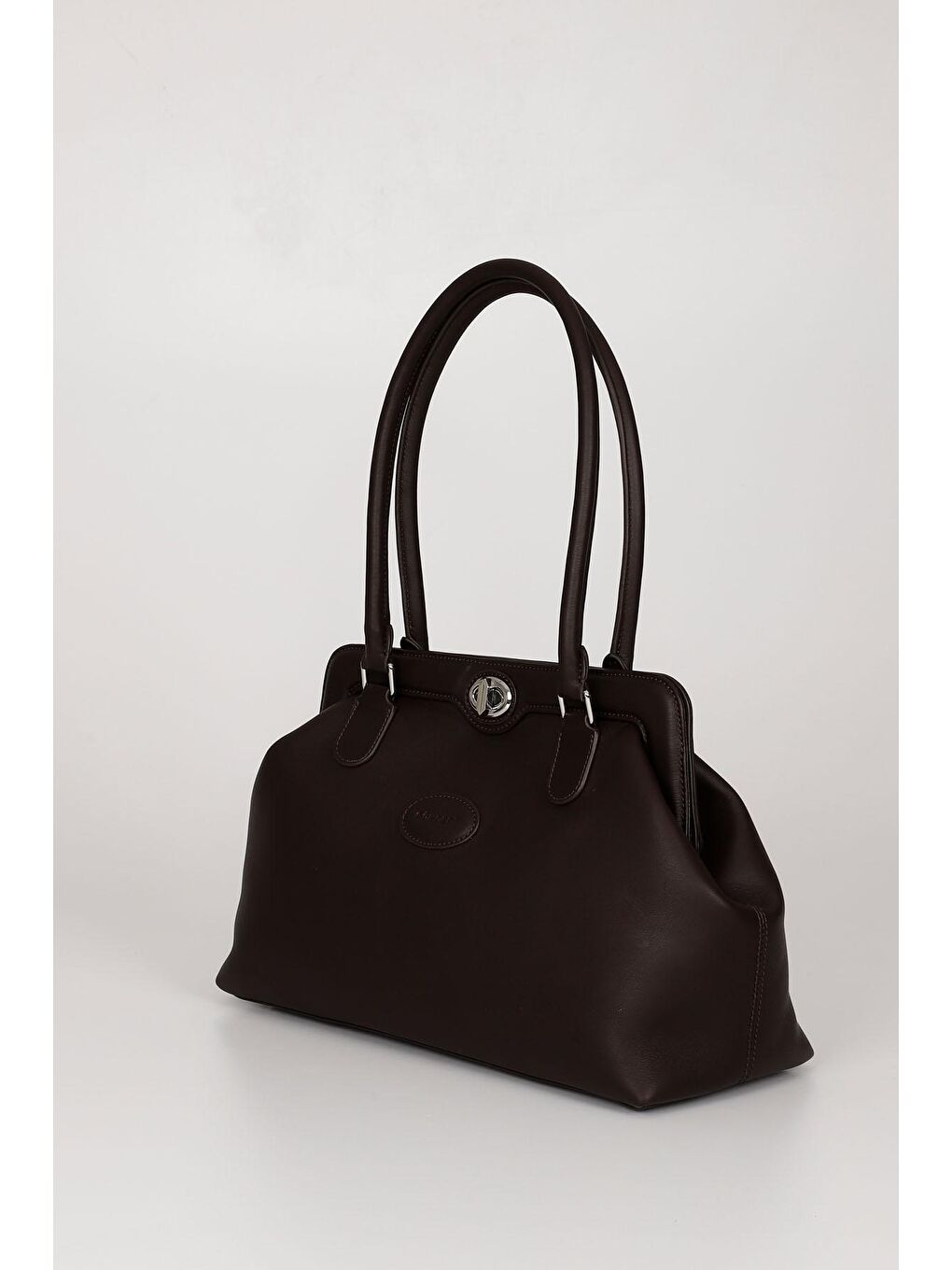 Kahverengi Platinum Hakiki Deri Büyük Boy Kadın Omuz Ve El Çantası B8397-3